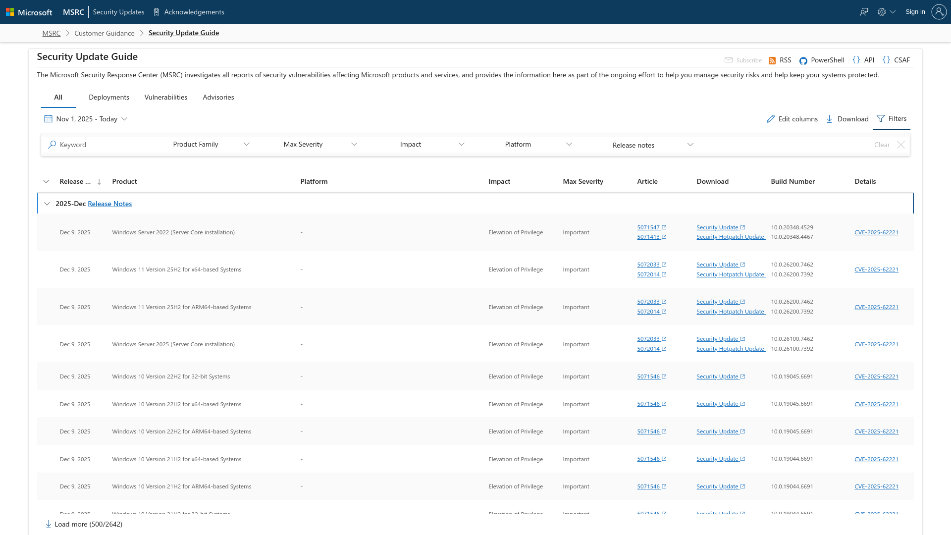 Security Update Guide - Microsoft