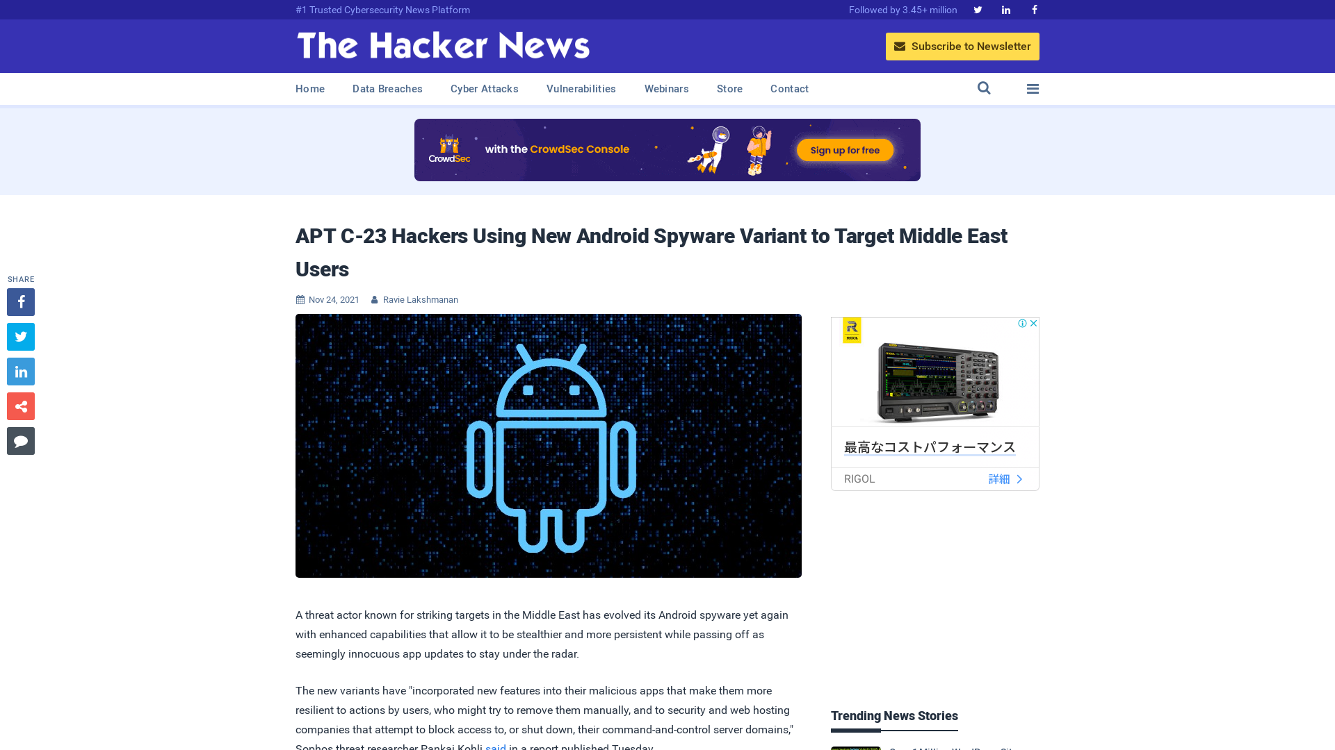 APT C-23 Hackers Using New Android Spyware Variant to Target Middle East Users
