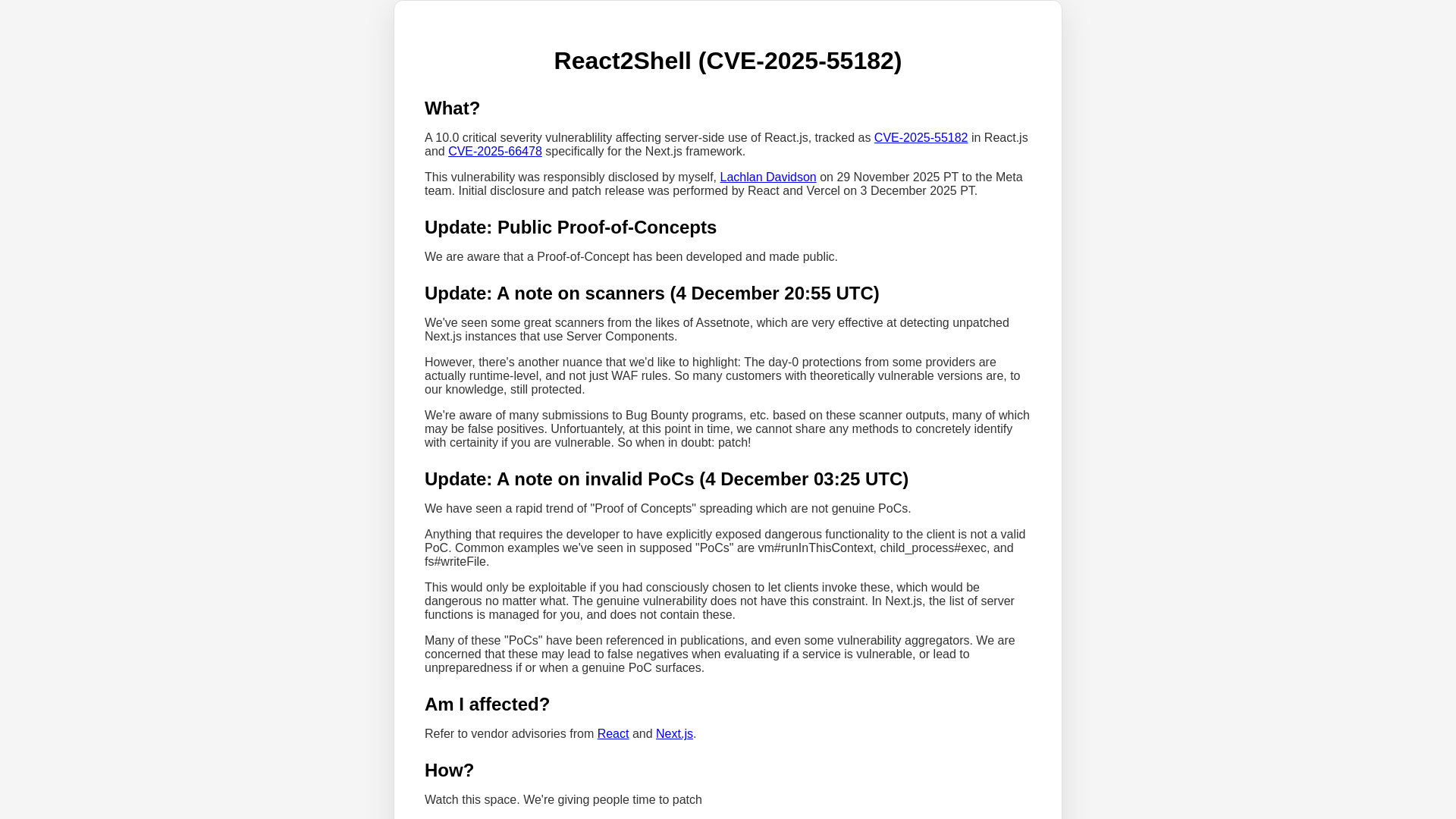React2Shell (CVE-2025-55182)