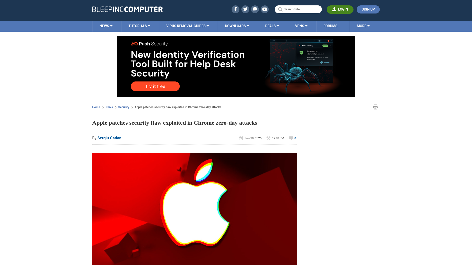 Apple patches security flaw exploited in Chrome zero-day attacks