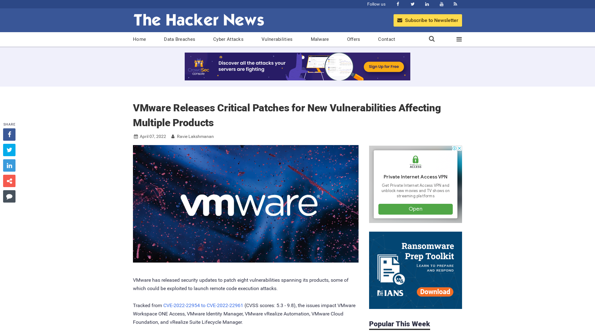 VMware Releases Critical Patches for New Vulnerabilities Affecting Multiple Products