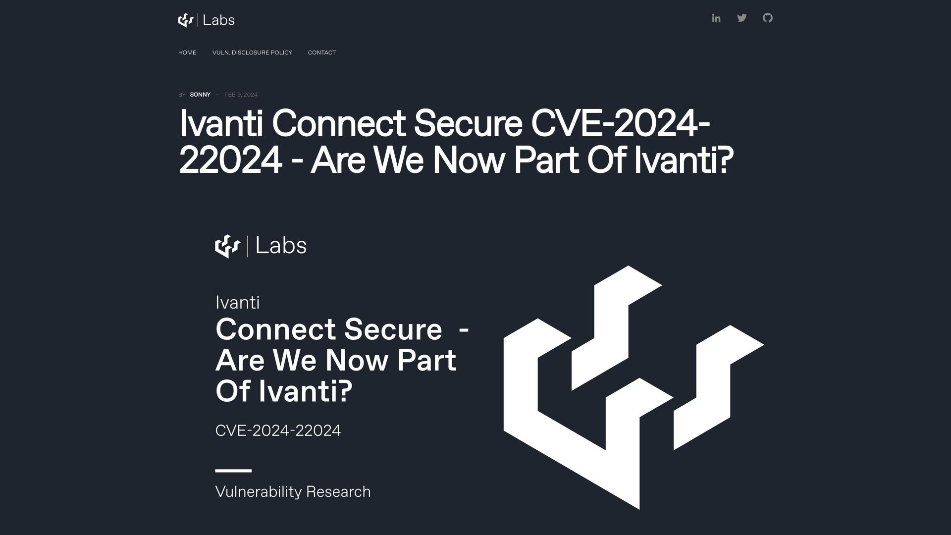 Ivanti Connect Secure CVE-2024-22024 - Are We Now Part Of Ivanti?