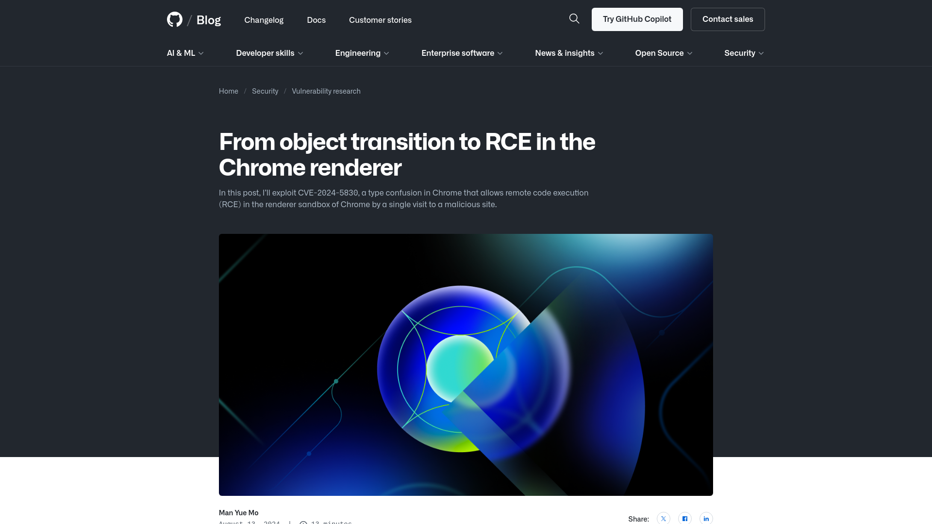 From object transition to RCE in the Chrome renderer - The GitHub Blog