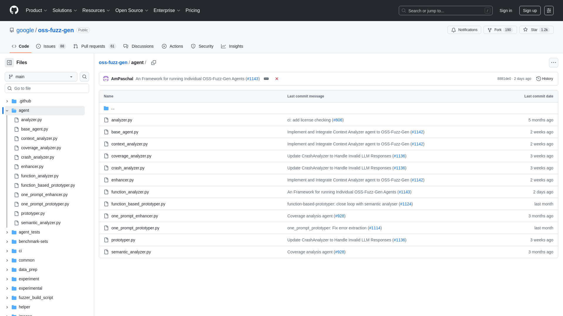 oss-fuzz-gen/agent at main · google/oss-fuzz-gen · GitHub