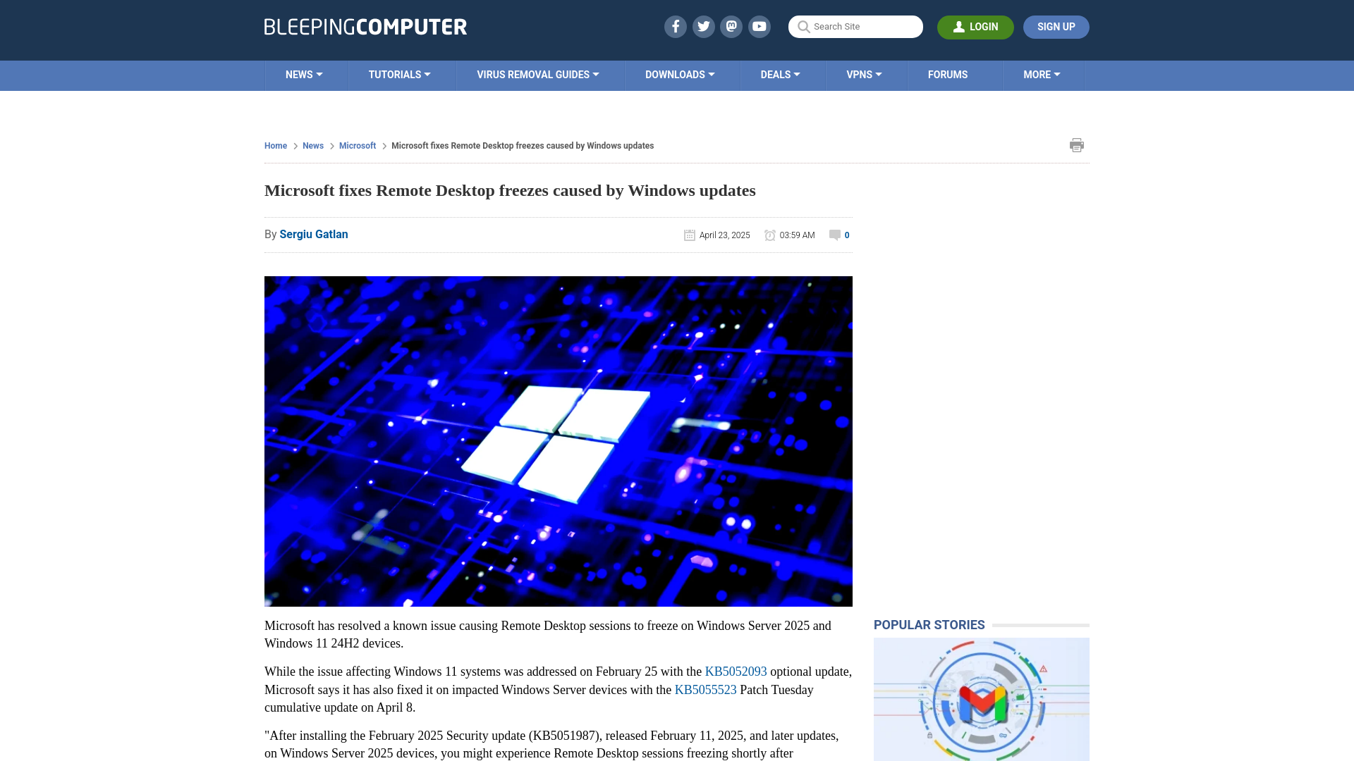 Microsoft fixes Remote Desktop freezes caused by Windows updates