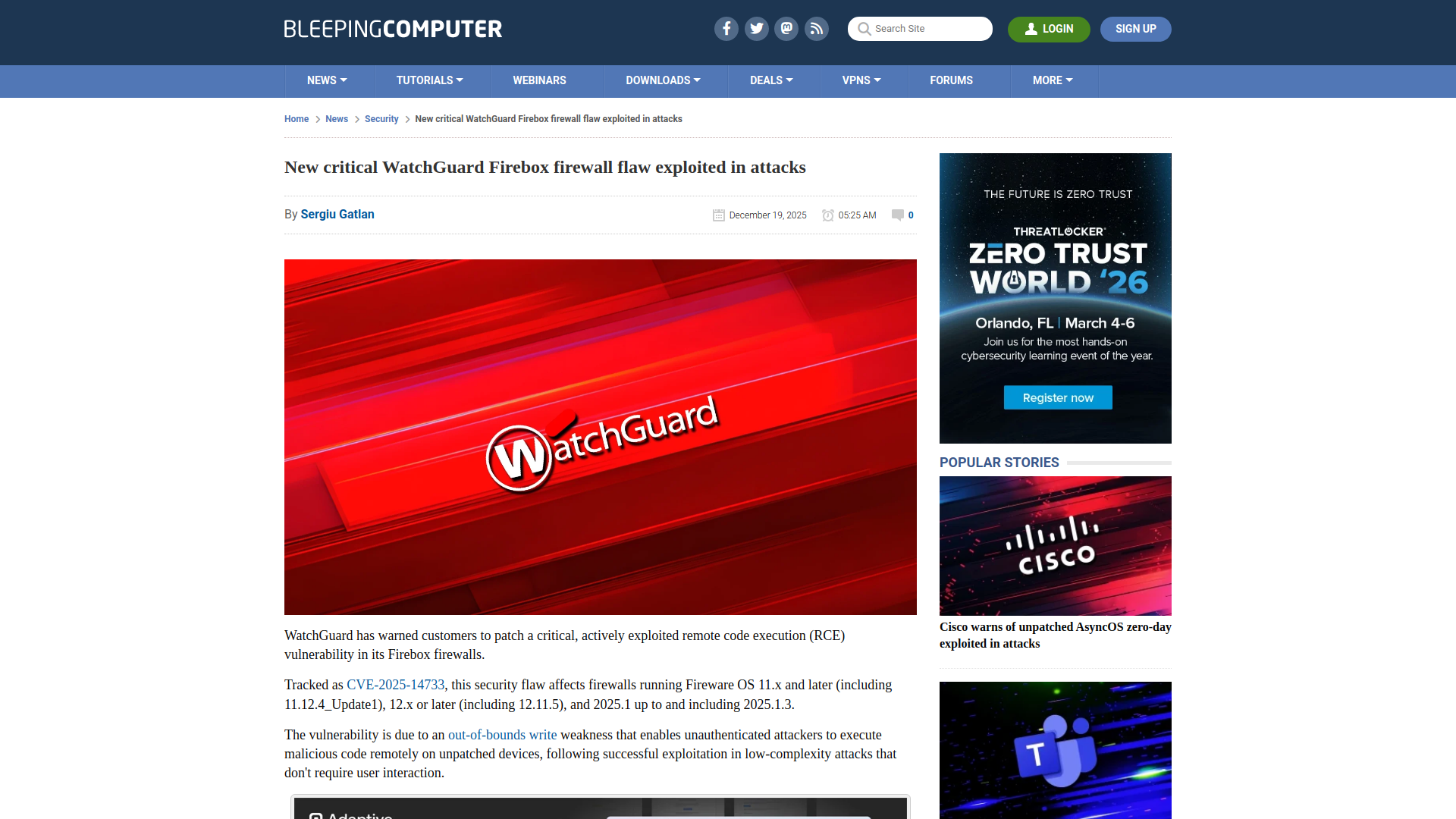 New critical WatchGuard Firebox firewall flaw exploited in attacks