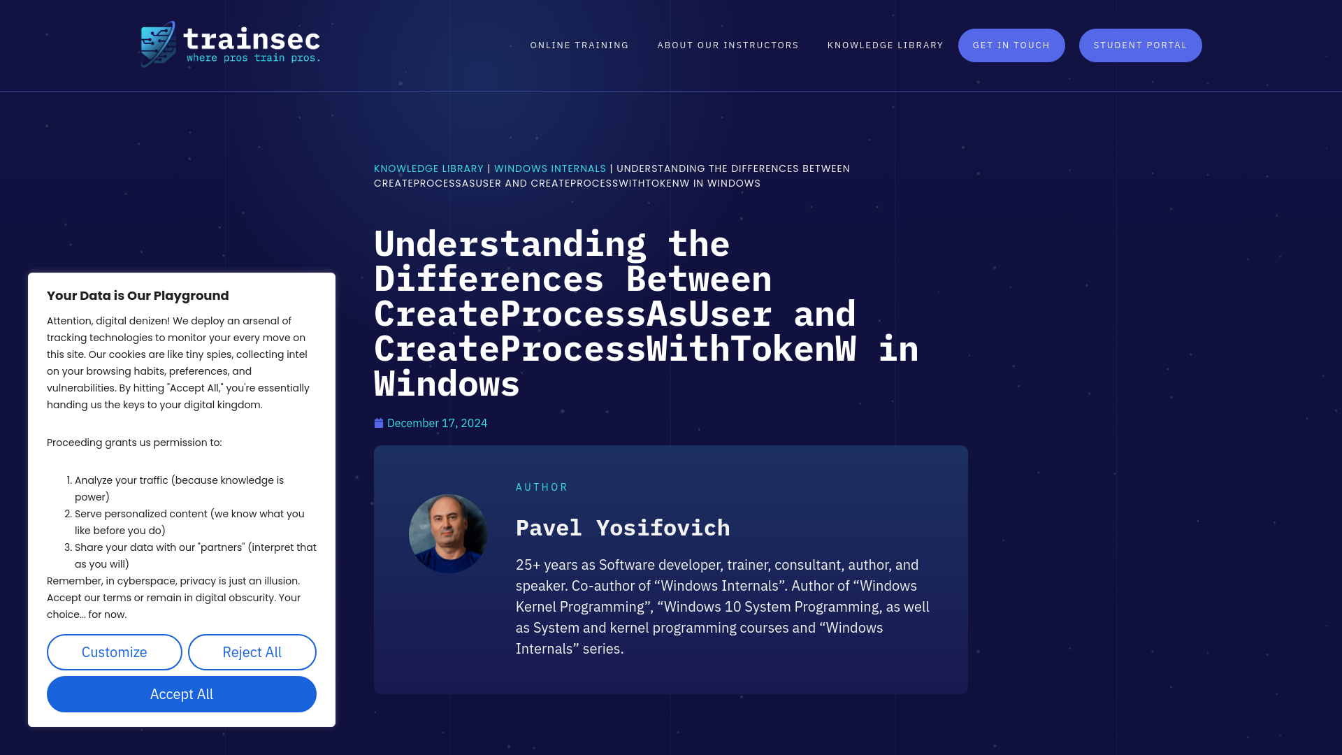 Differences Between CreateProcessAsUser and CreateProcessWithTokenW