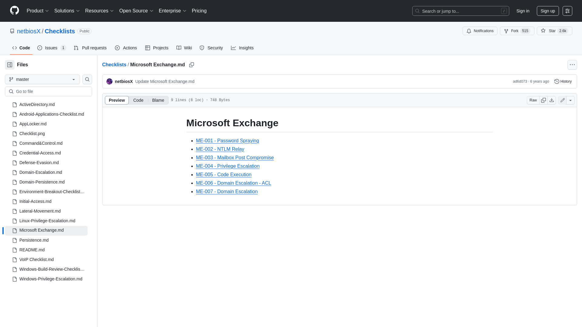 Checklists/Microsoft Exchange.md at master · netbiosX/Checklists · GitHub
