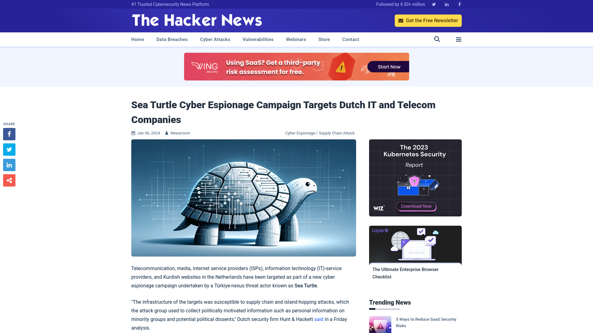 Sea Turtle Cyber Espionage Campaign Targets Dutch IT and Telecom Companies