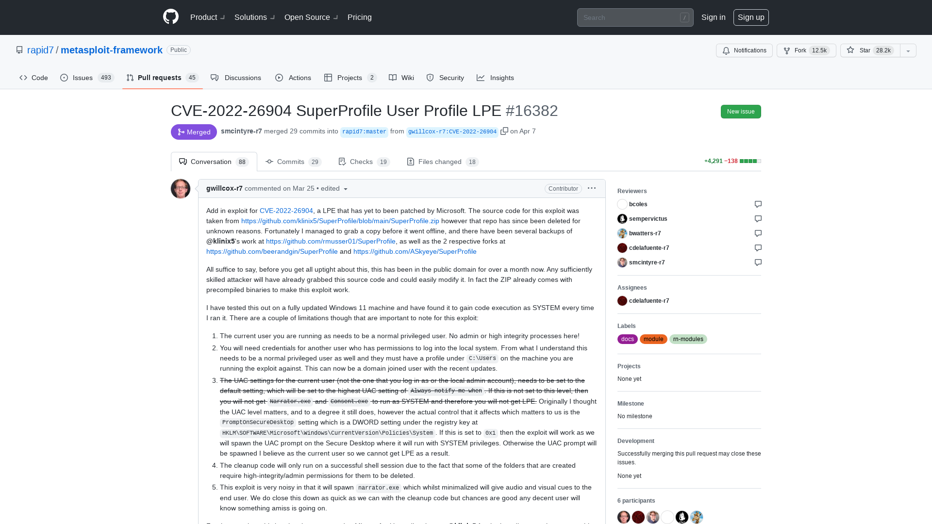 CVE-2022-26904 SuperProfile User Profile LPE by gwillcox-r7 · Pull Request #16382 · rapid7/metasploit-framework · GitHub