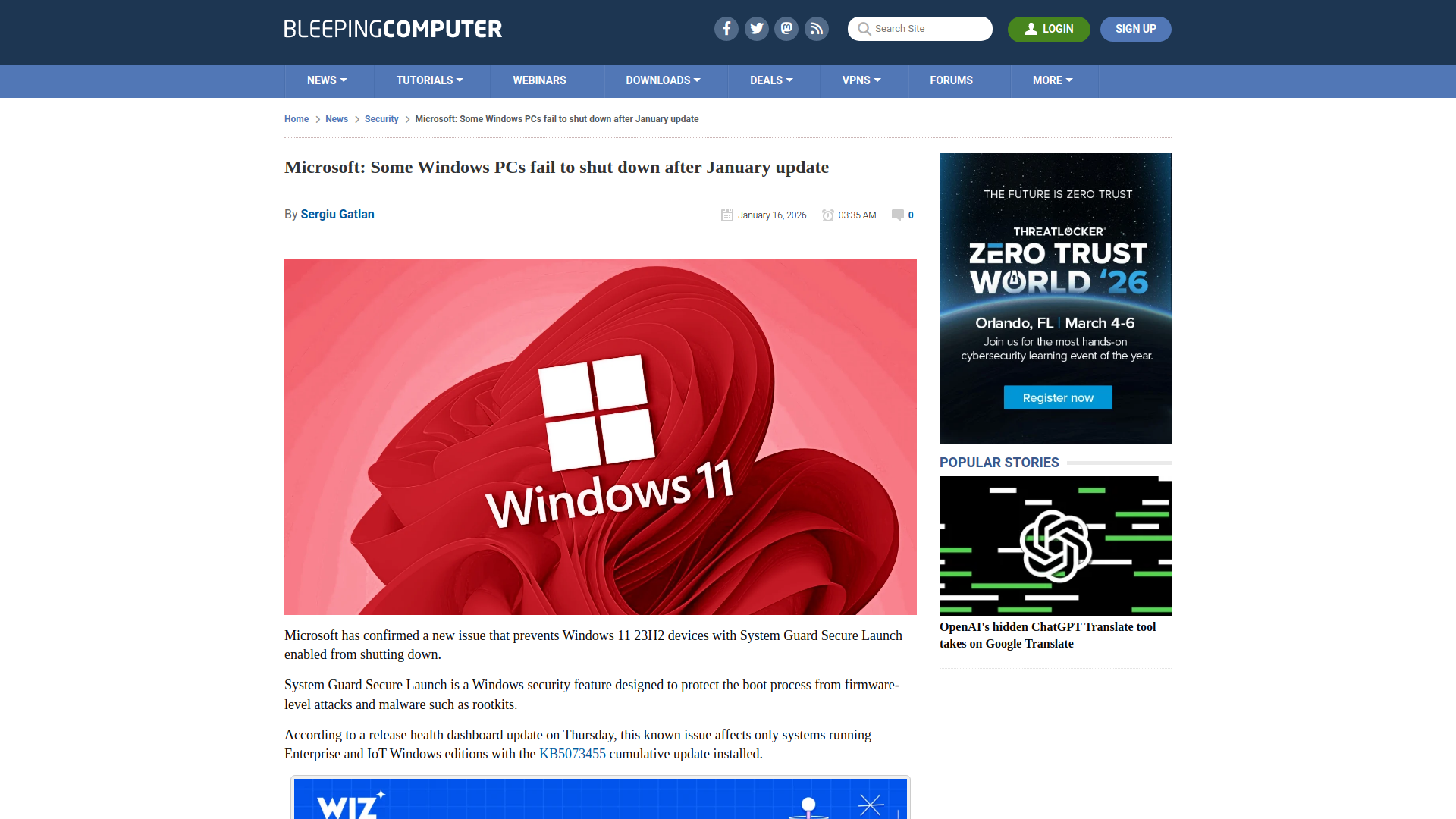 Microsoft: Some Windows PCs fail to shut down after January update