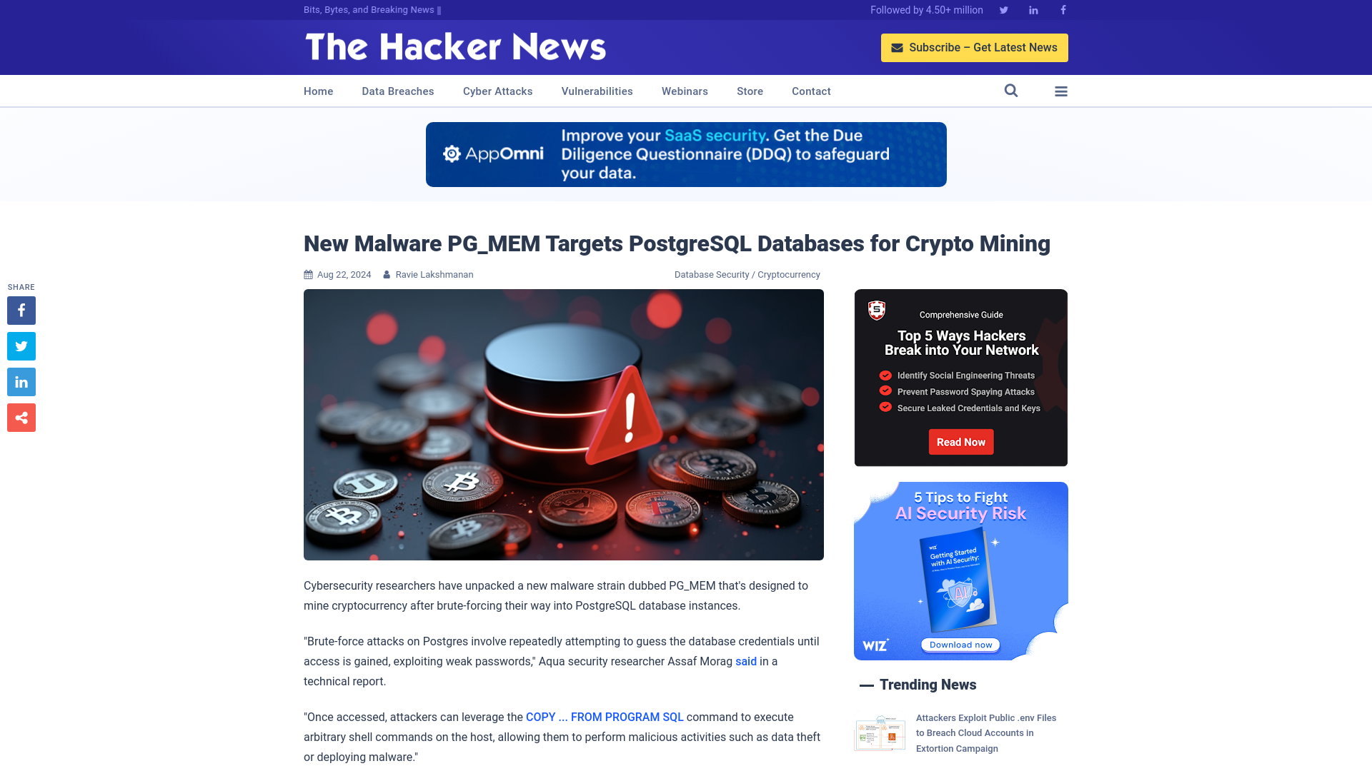 New Malware PG_MEM Targets PostgreSQL Databases for Crypto Mining