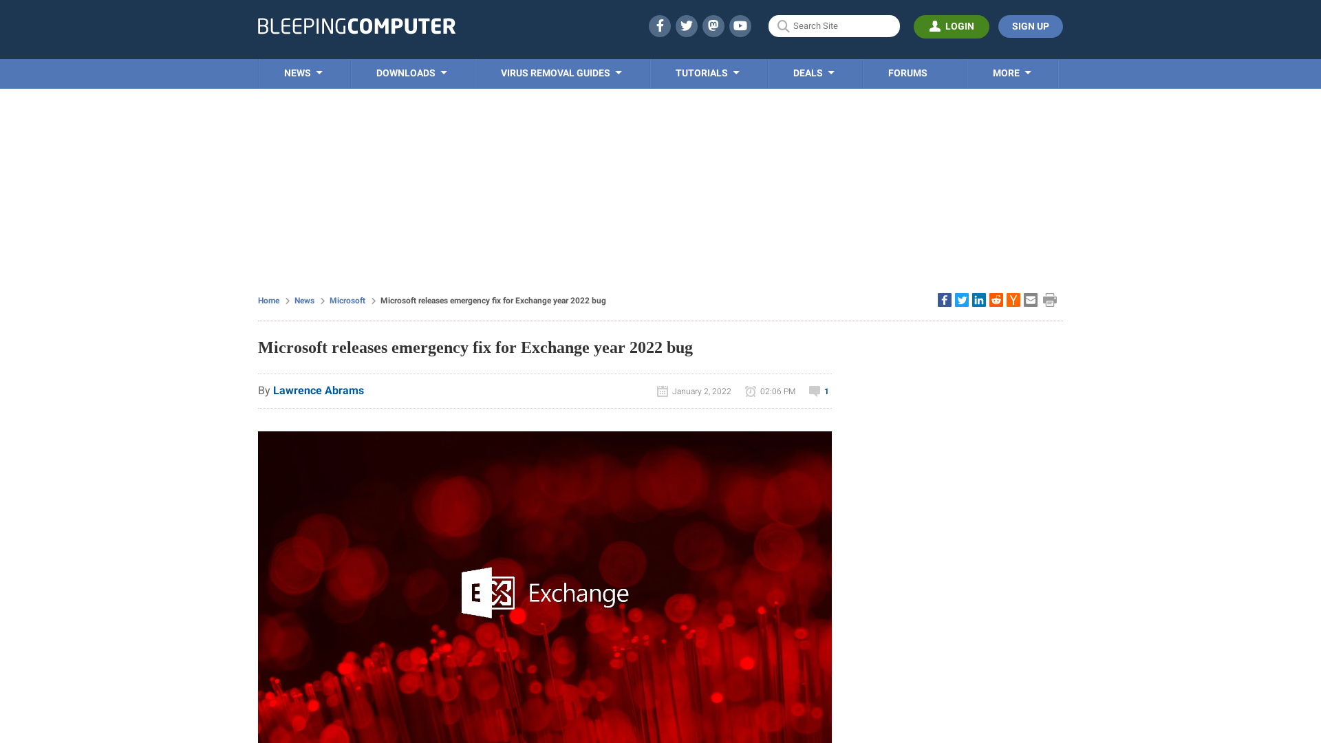 Microsoft releases emergency fix for Exchange year 2022 bug
