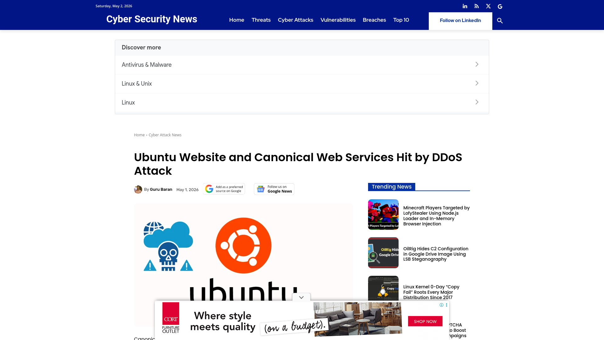 Ubuntu Website and Canonical Web Services Hit by DDoS Attack