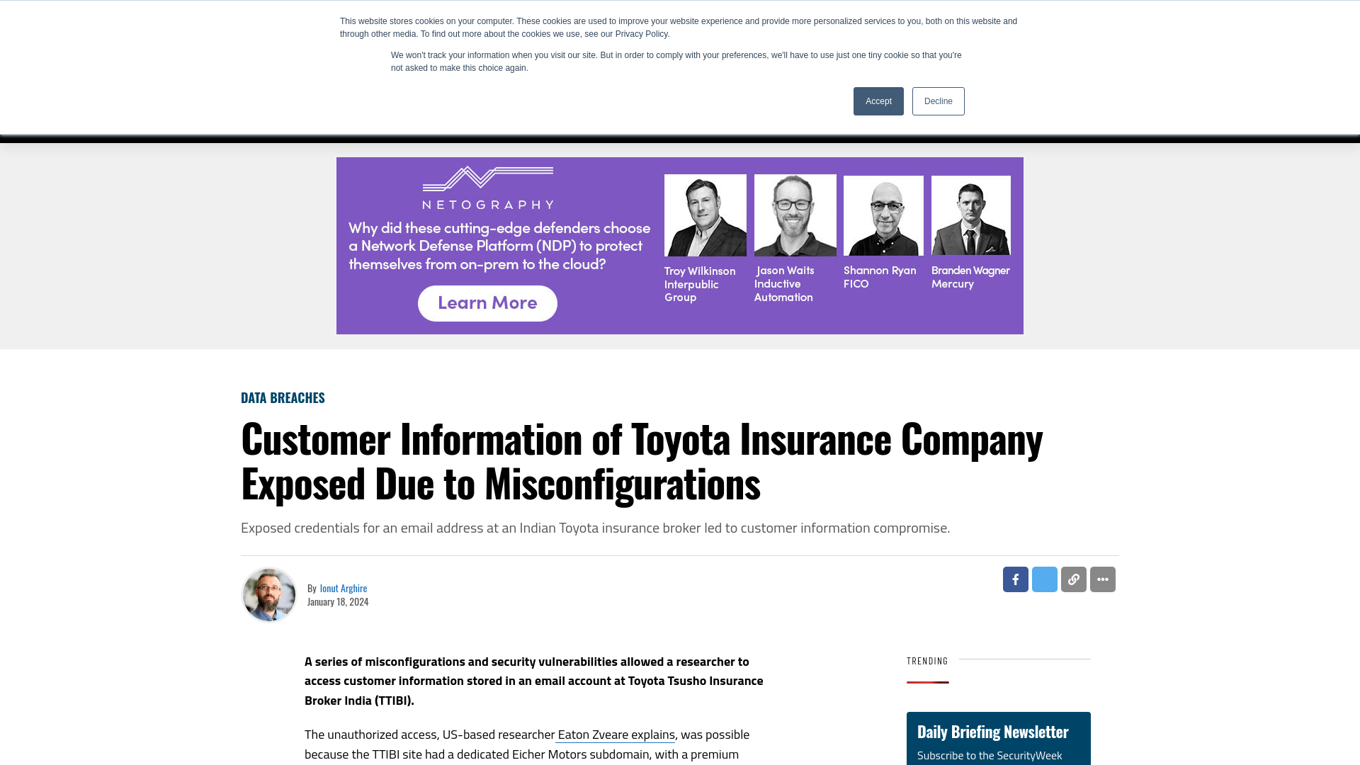 Customer Information of Toyota Insurance Company Exposed Due to Misconfigurations - SecurityWeek