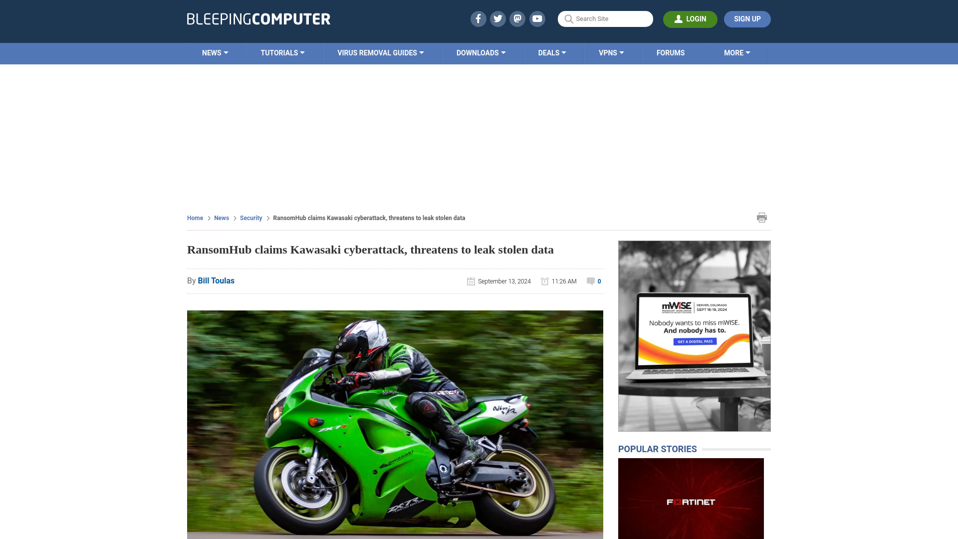 RansomHub claims Kawasaki cyberattack, threatens to leak stolen data