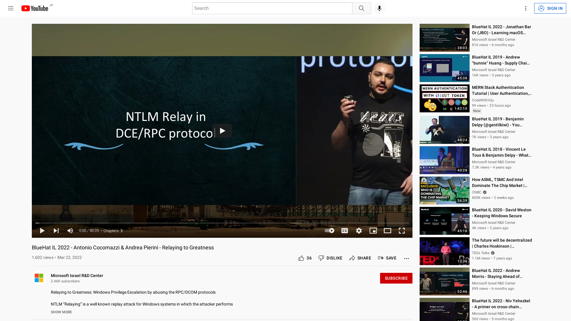 BlueHat IL 2022 - Antonio Cocomazzi & Andrea Pierini - Relaying to Greatness - YouTube