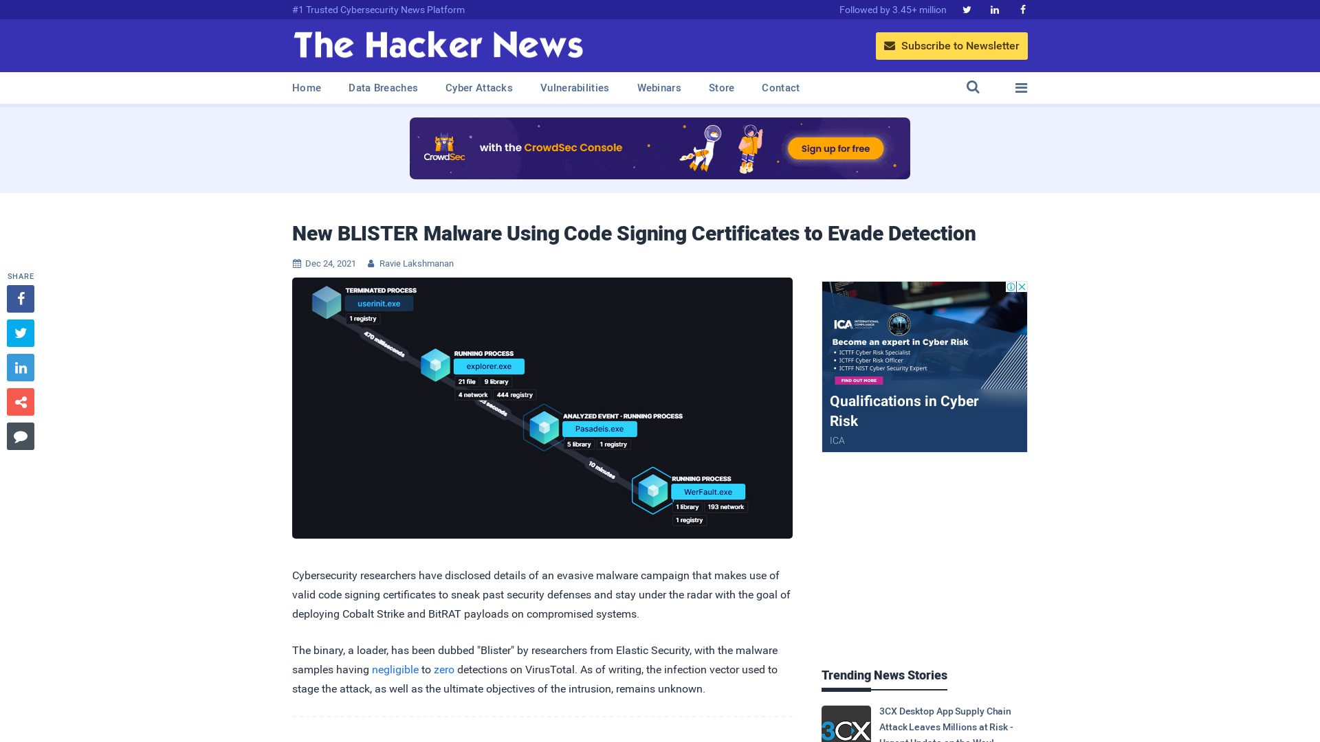 New BLISTER Malware Using Code Signing Certificates to Evade Detection