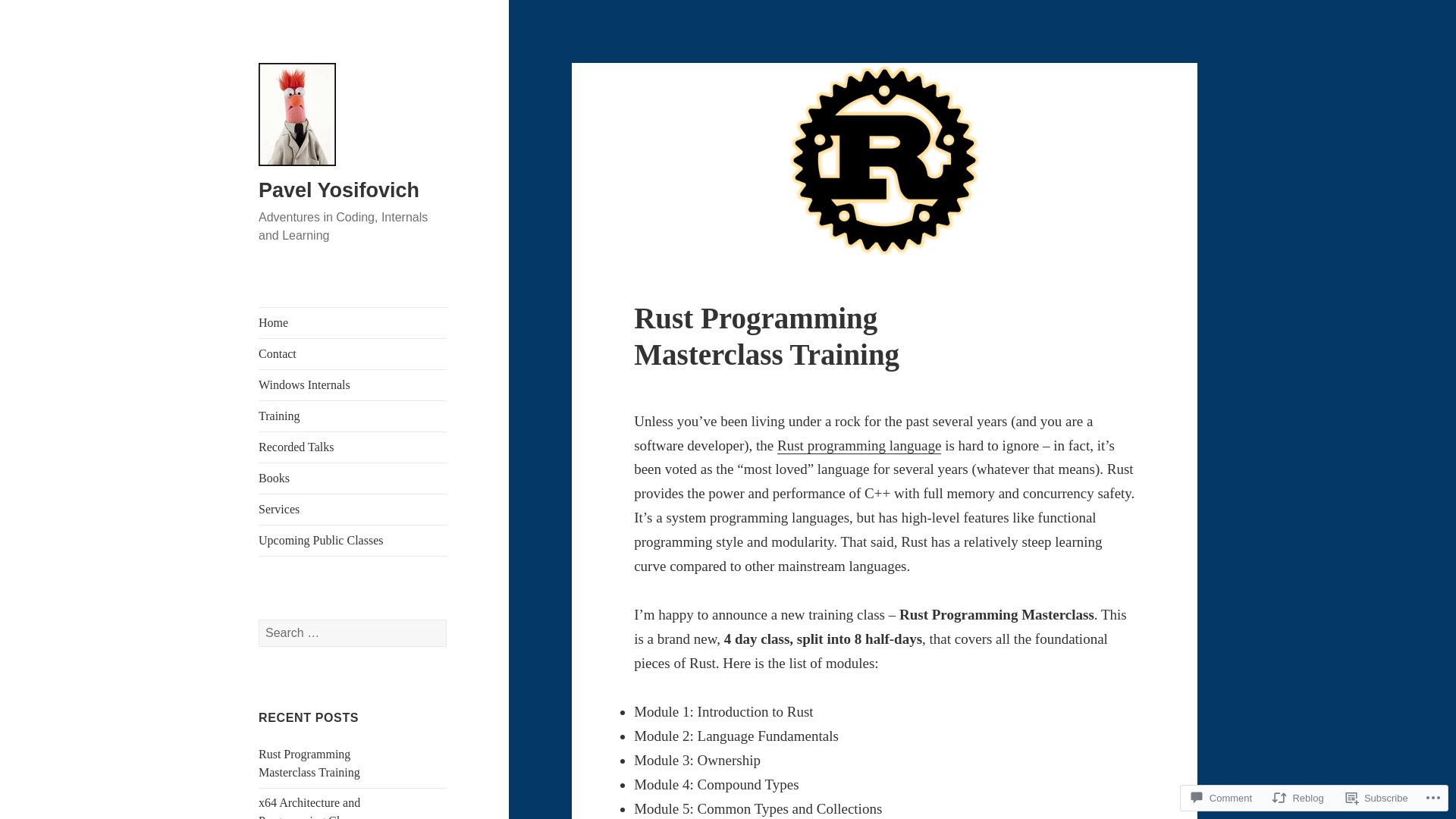 Rust Programming Masterclass Training – Pavel Yosifovich