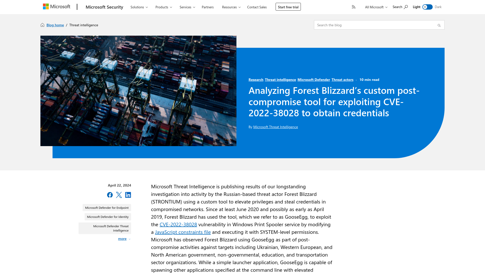 Analyzing Forest Blizzard’s custom post-compromise tool for exploiting CVE-2022-38028 to obtain credentials | Microsoft Security Blog