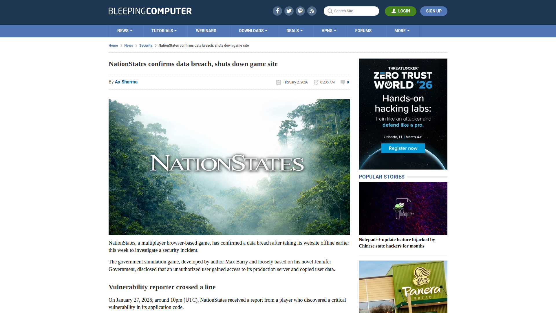 NationStates confirms data breach, shuts down game site