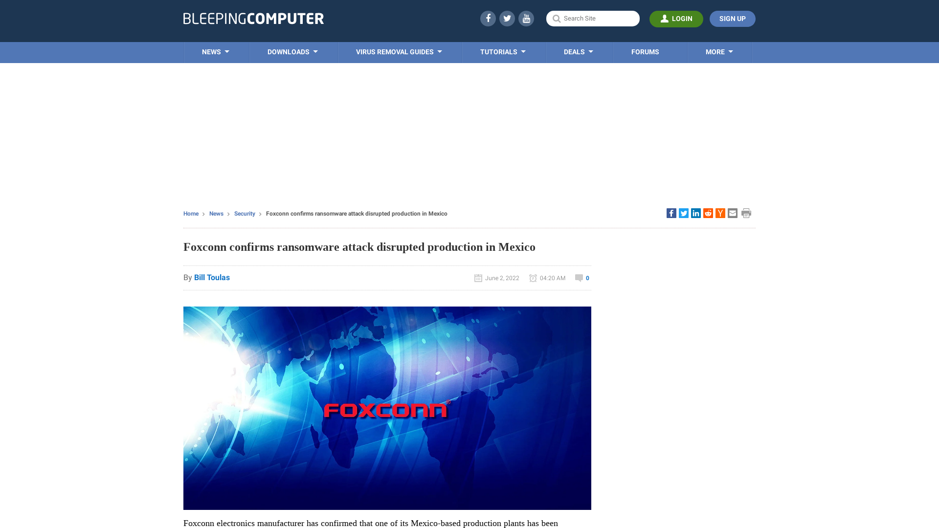 Foxconn confirms ransomware attack disrupted production in Mexico