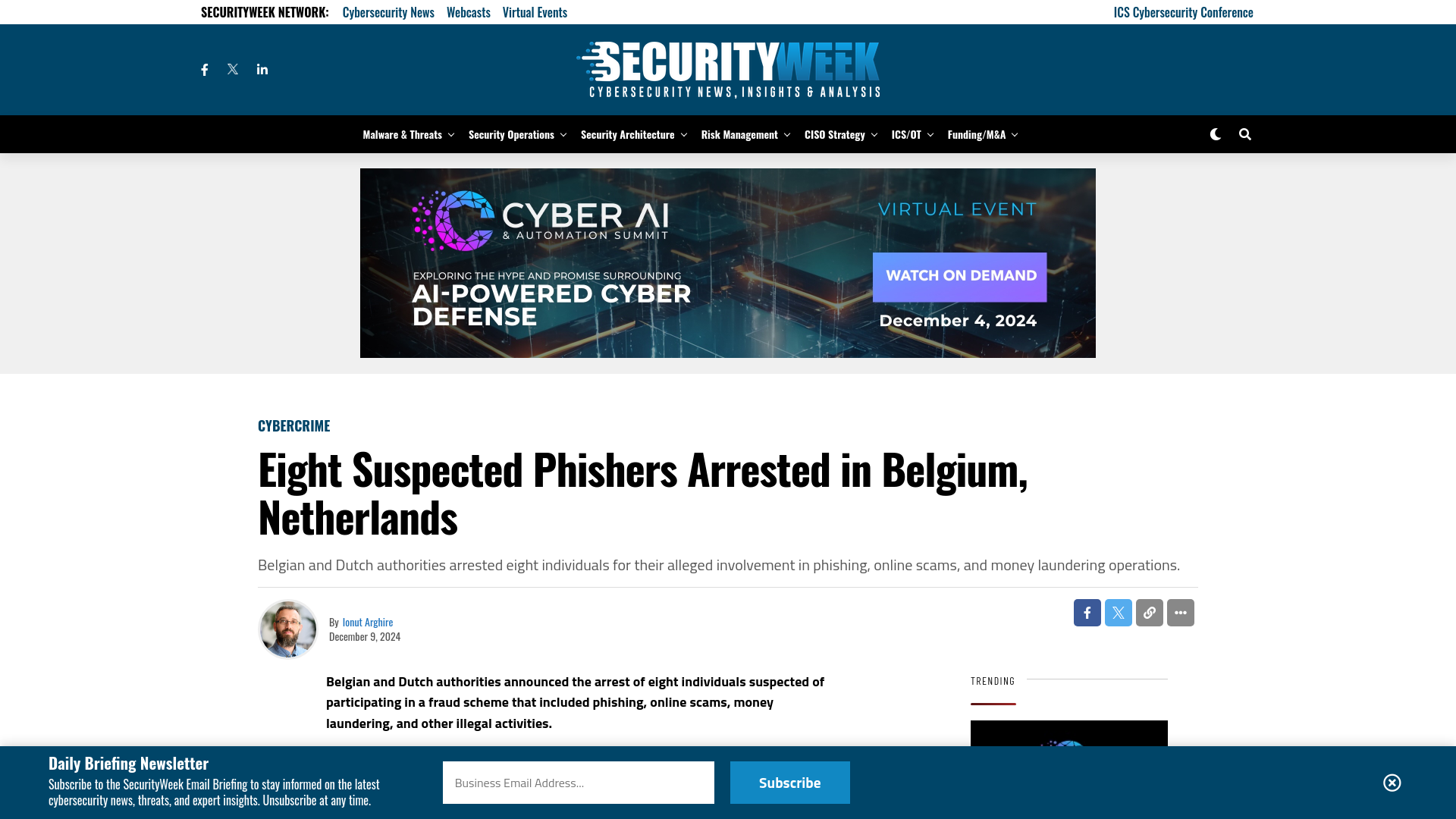 Eight Suspected Phishers Arrested in Belgium, Netherlands - SecurityWeek