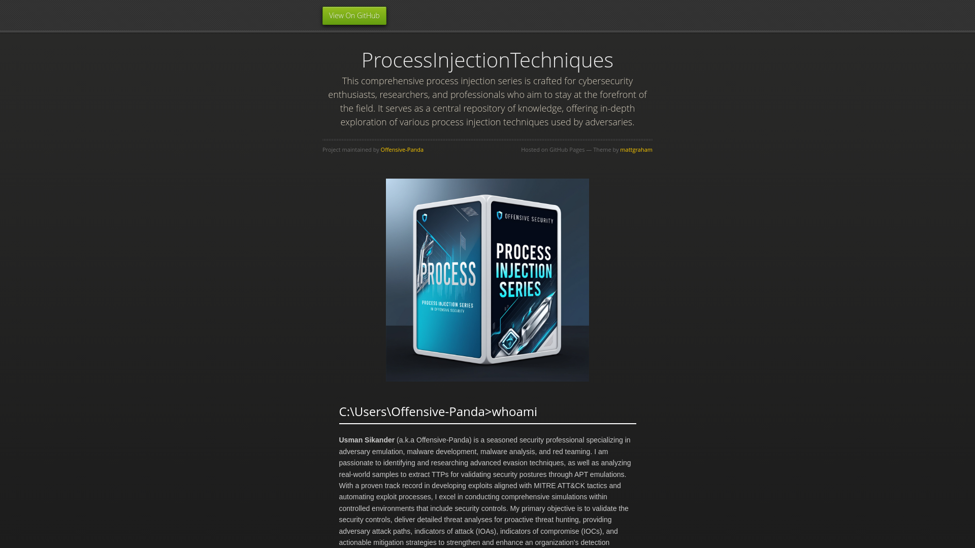 ProcessInjectionTechniques | This comprehensive process injection series is crafted for cybersecurity enthusiasts, researchers, and professionals who aim to stay at the forefront of the field. It serves as a central repository of knowledge, offering in-depth exploration of various process injection techniques used by adversaries.