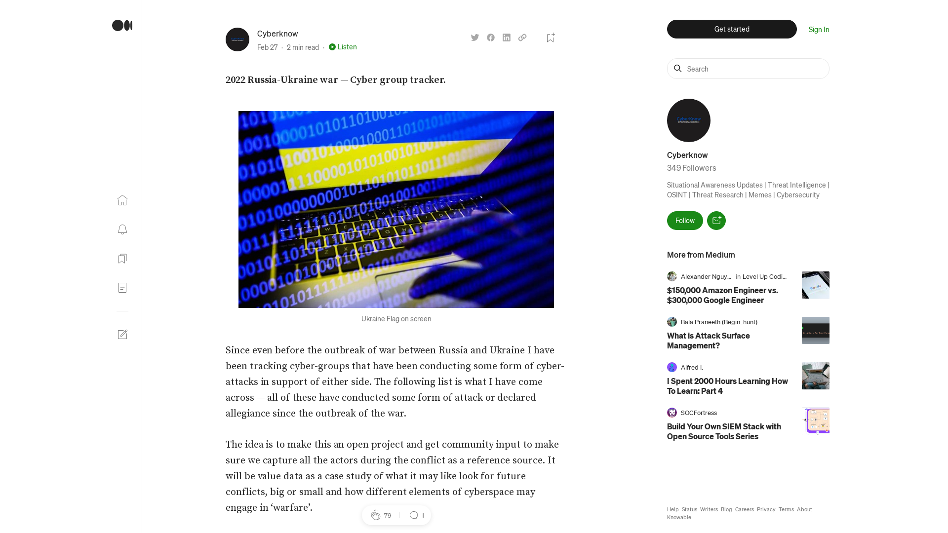 2022 Russia-Ukraine war — Cyber group tracker. | by Cyberknow | Medium | Medium