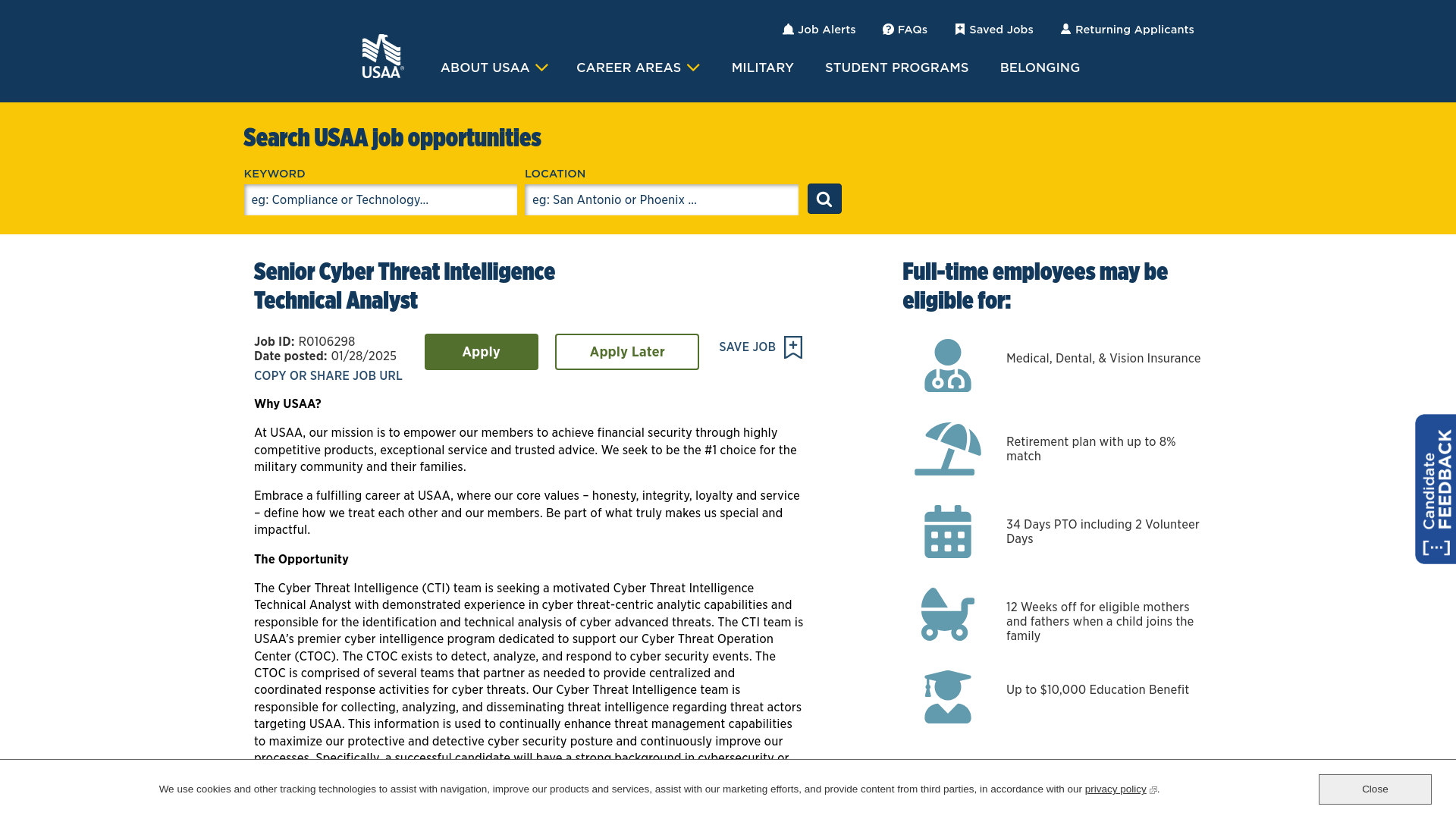 Senior Cyber Threat Intelligence Technical Analyst at USAA