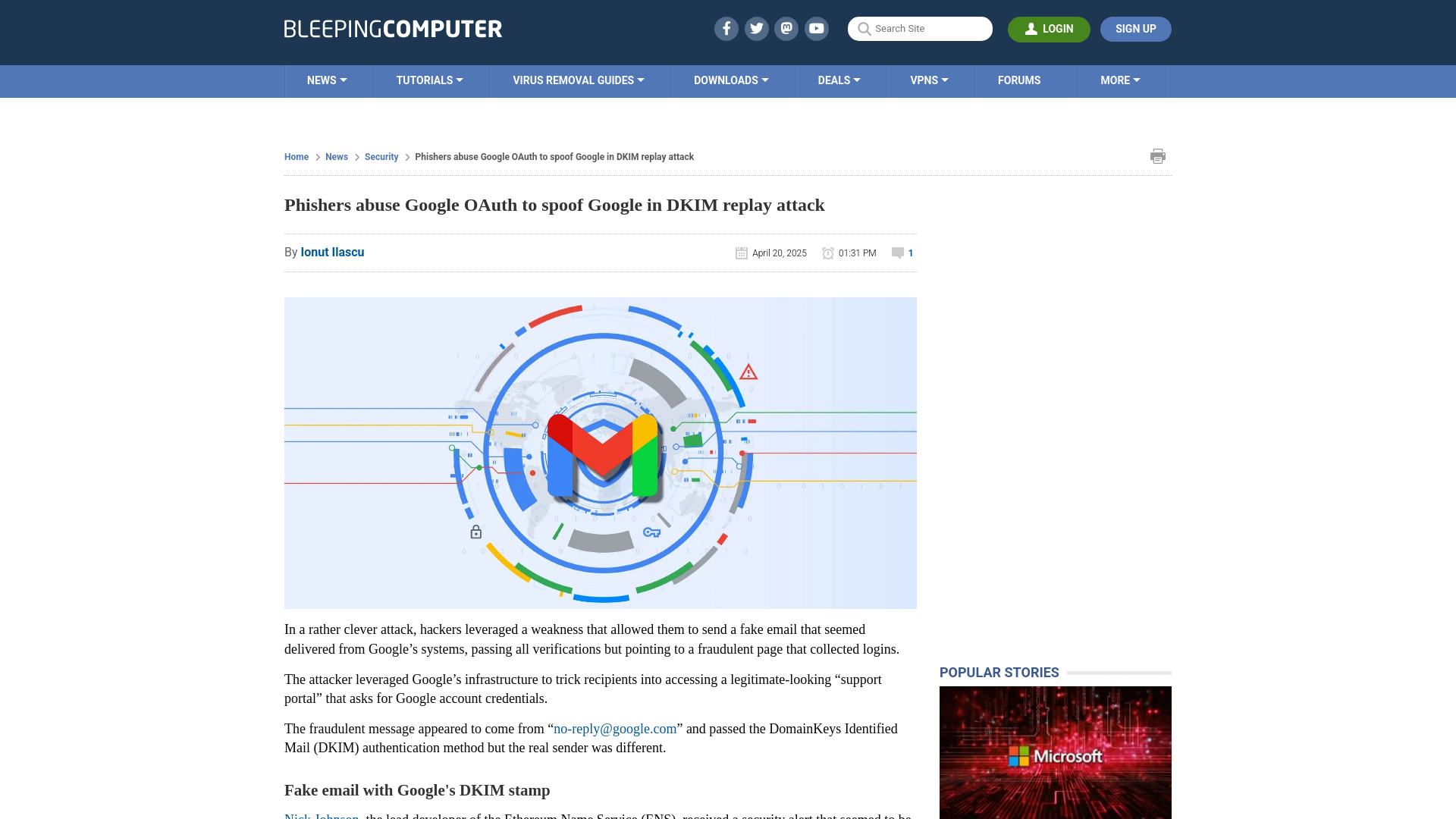 Phishers abuse Google OAuth to spoof Google in DKIM replay attack
