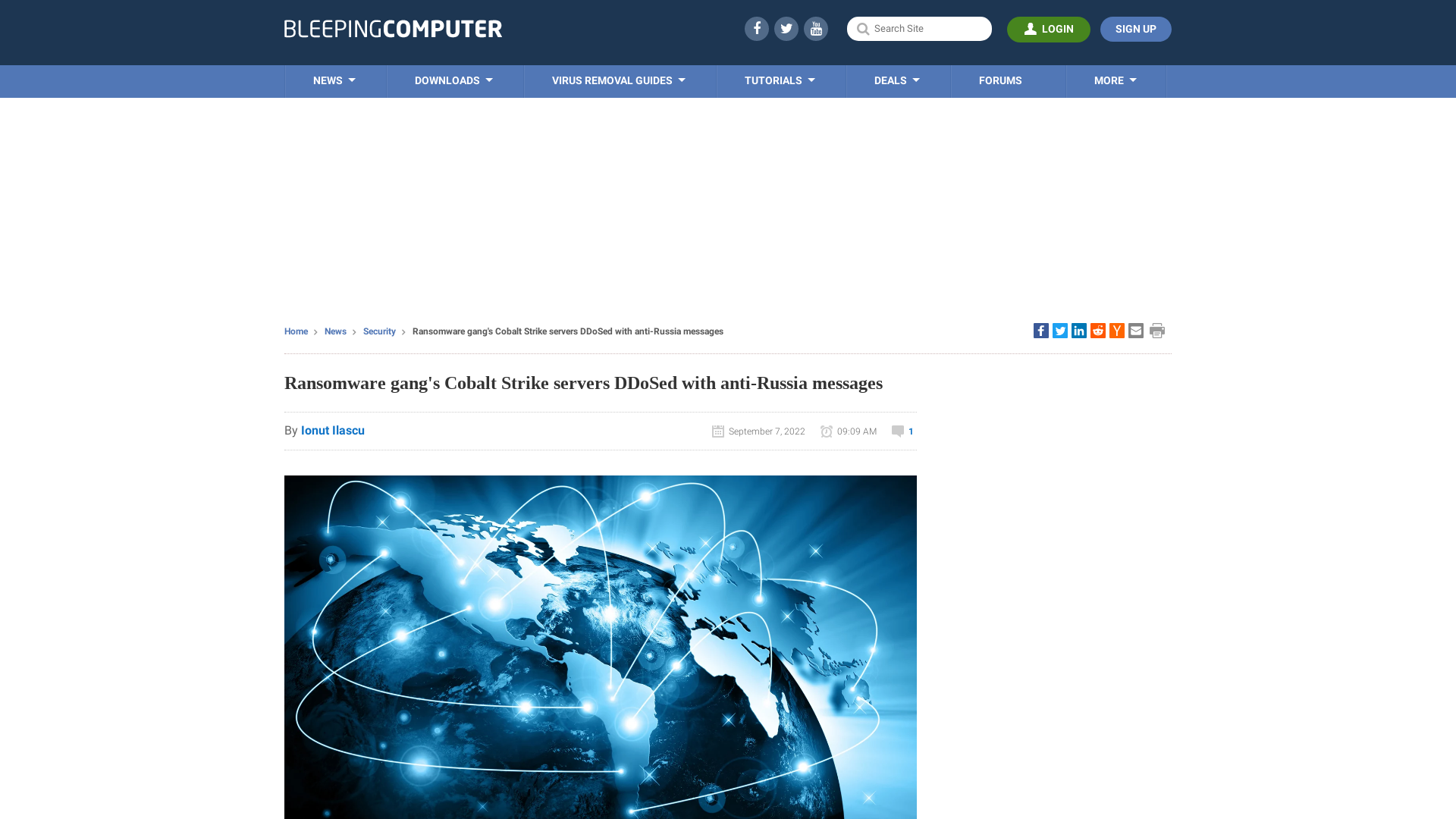 Ransomware gang's Cobalt Strike servers DDoSed with anti-Russia messages