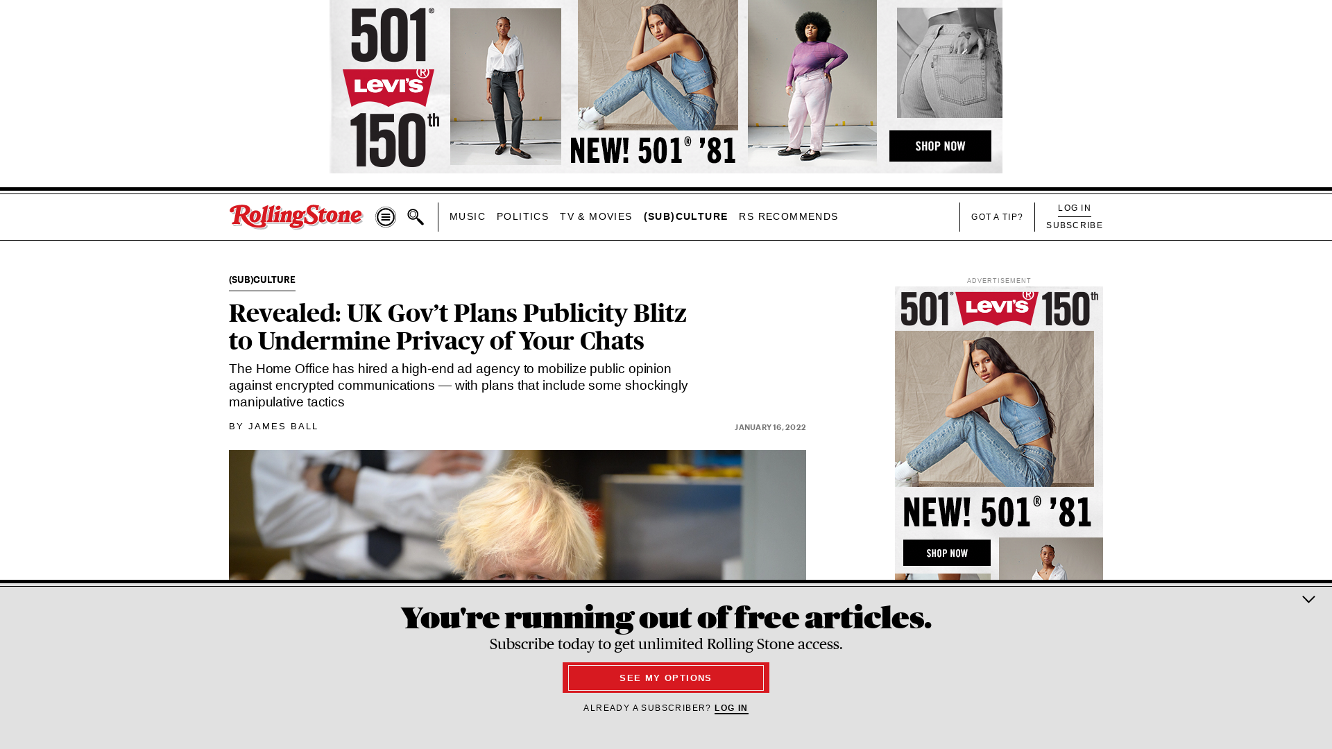 Revealed: UK Gov’t Plans Publicity Blitz to Undermine Chat Privacy – Rolling Stone