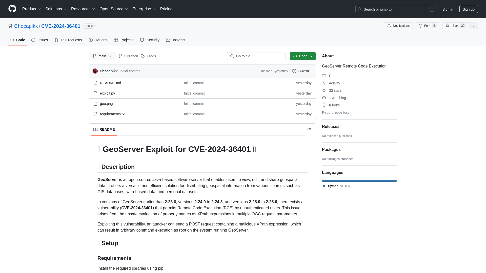 GitHub - Chocapikk/CVE-2024-36401: GeoServer Remote Code Execution