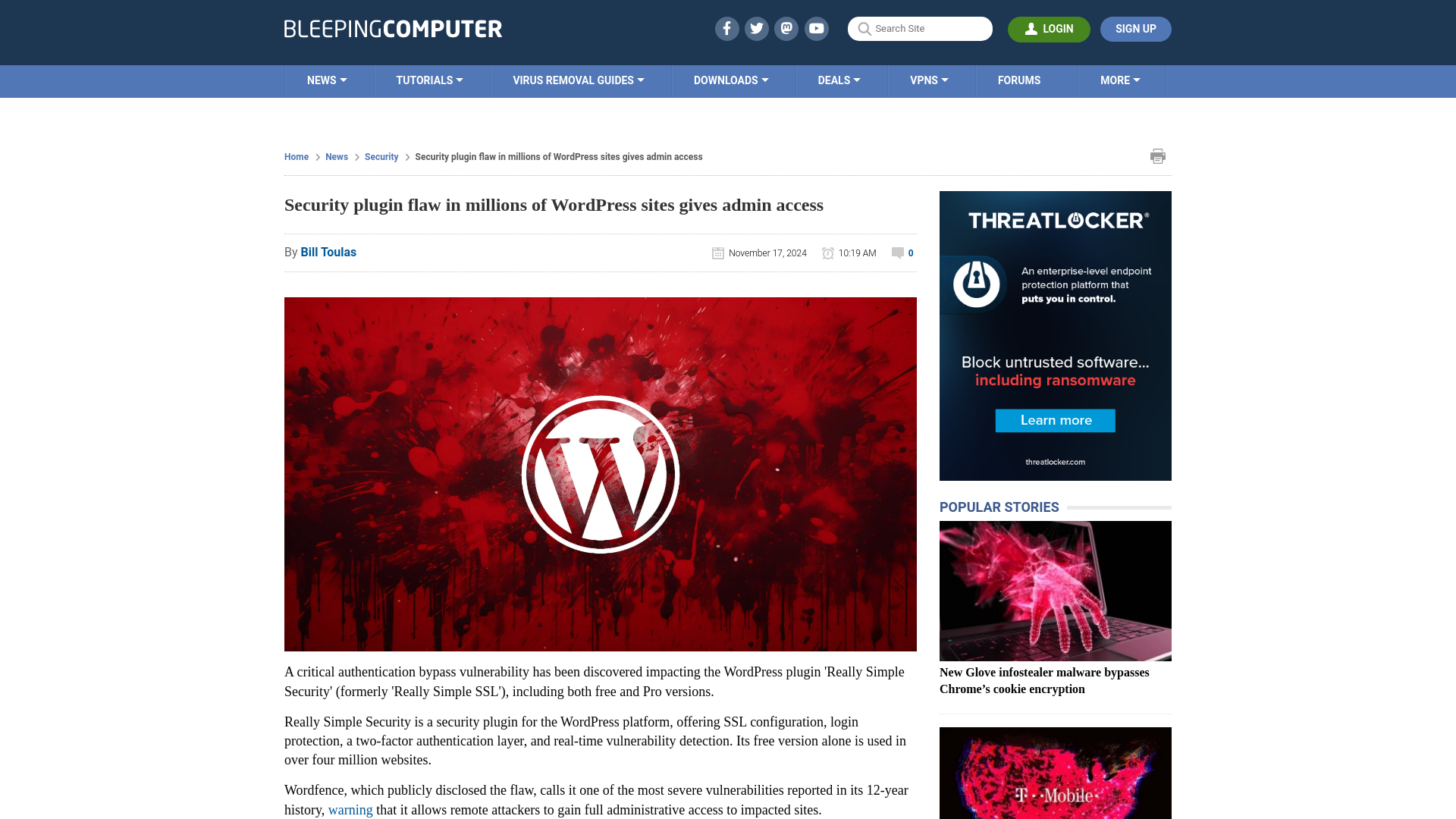 Security plugin flaw in millions of WordPress sites gives admin access