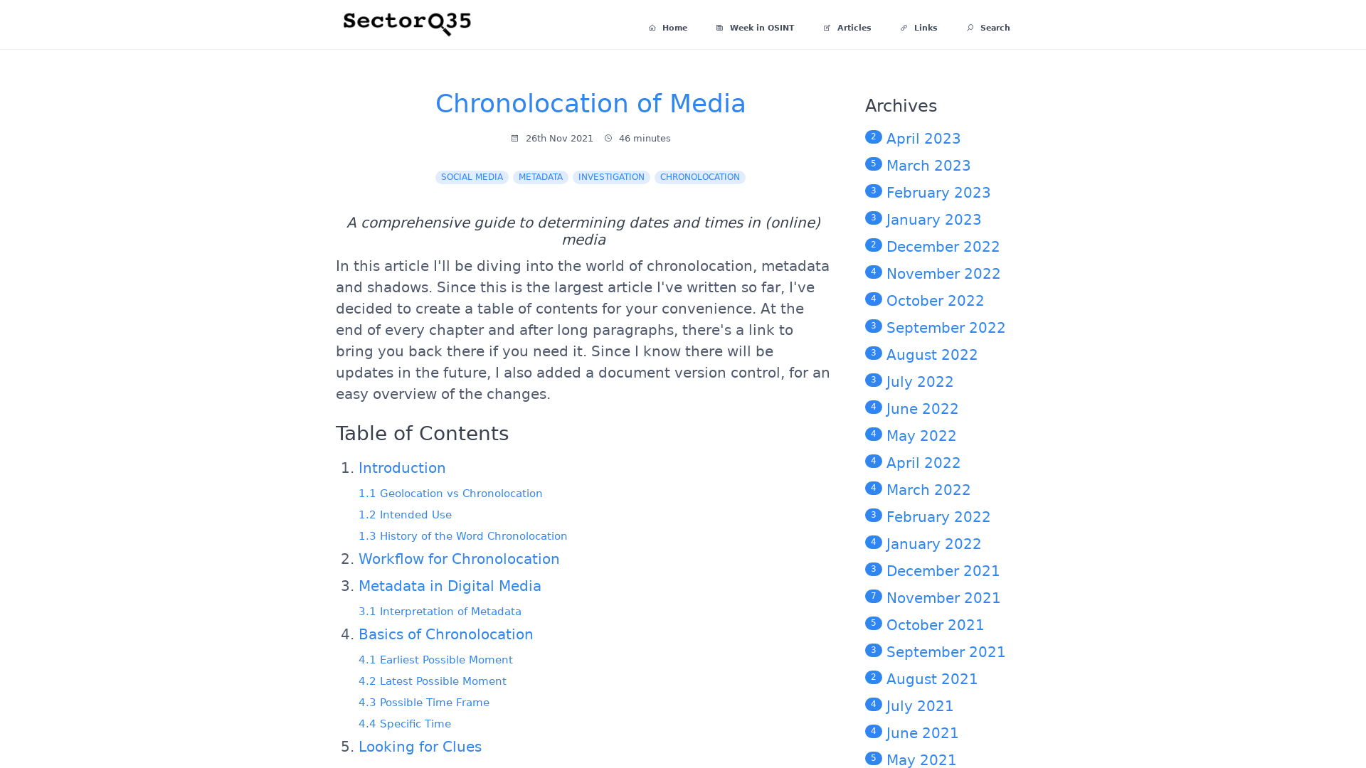 Chronolocation of Media | Sector035