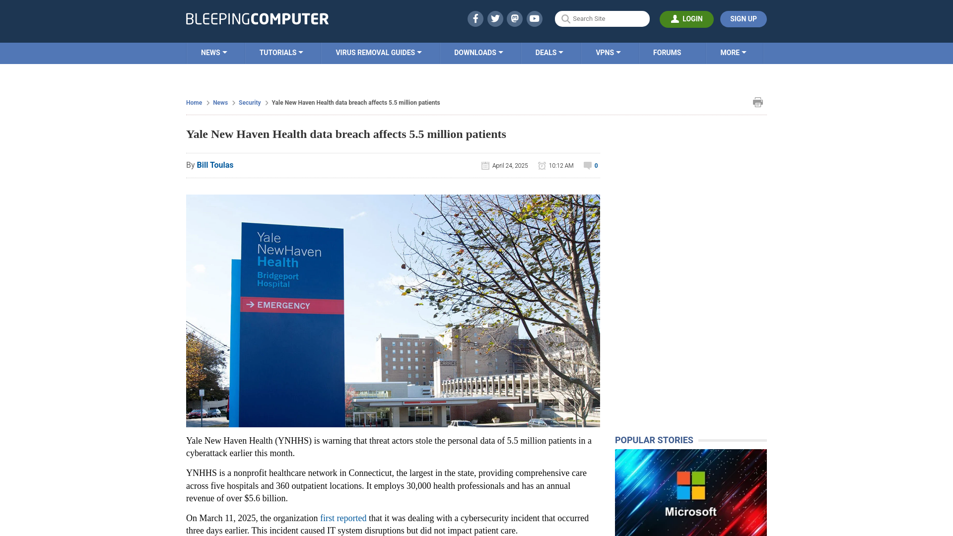 Yale New Haven Health data breach affects 5.5 million patients