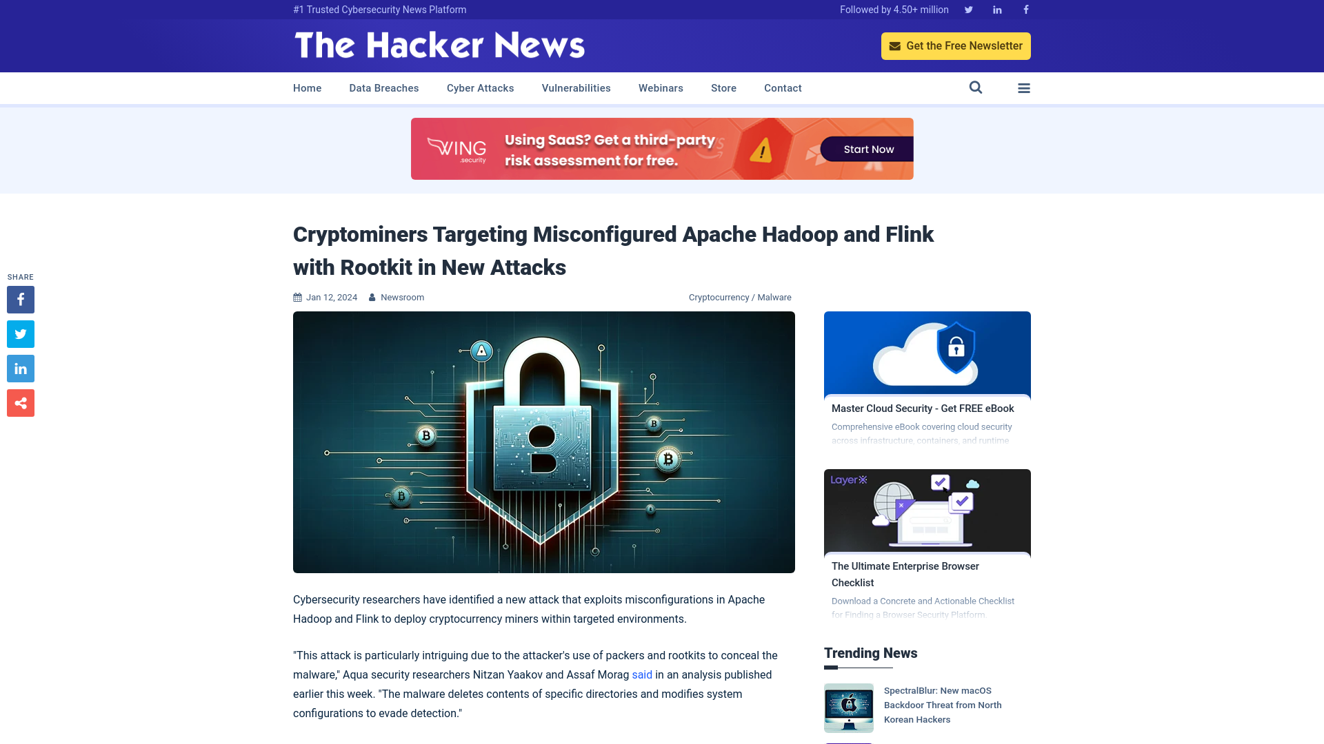 Cryptominers Targeting Misconfigured Apache Hadoop and Flink with Rootkit in New Attacks