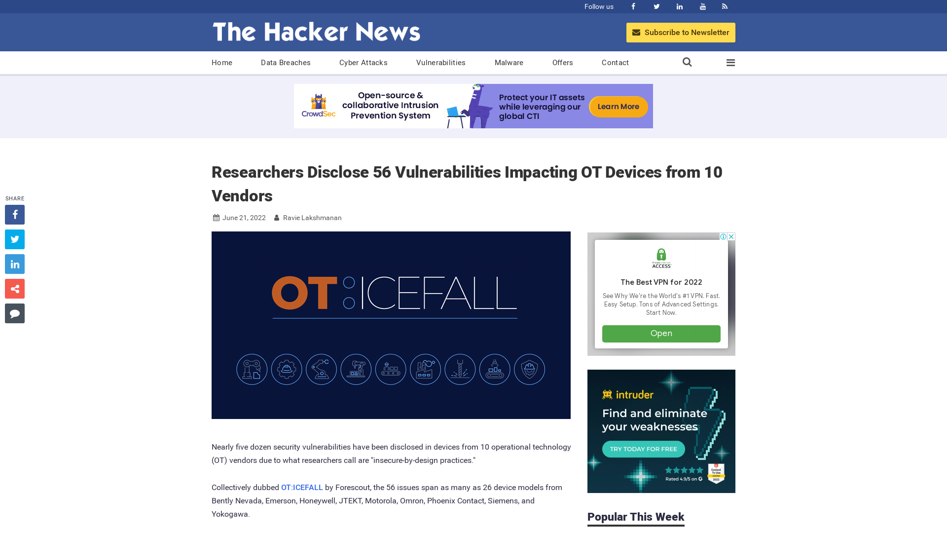 Researchers Disclose 56 Vulnerabilities Impacting OT Devices from 10 Vendors