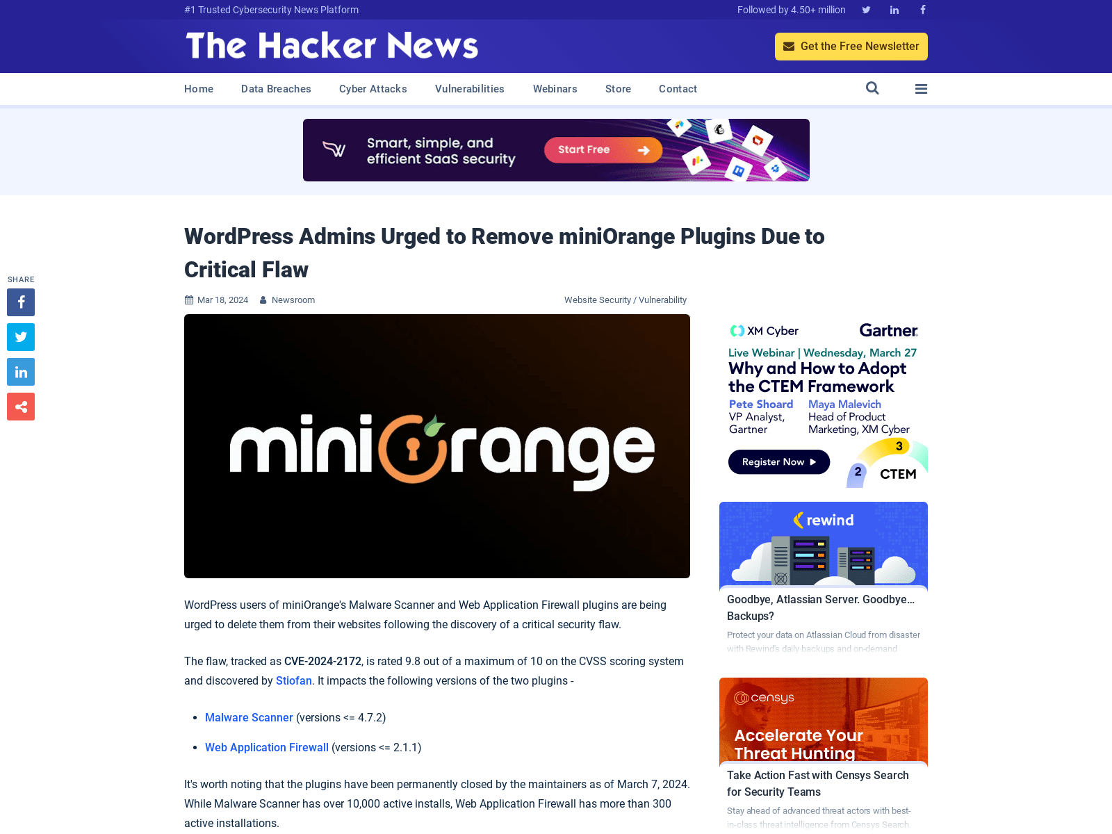 WordPress Admins Urged to Remove miniOrange Plugins Due to Critical Flaw