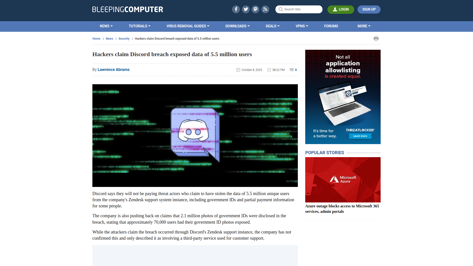 Hackers claim Discord breach exposed data of 5.5 million users