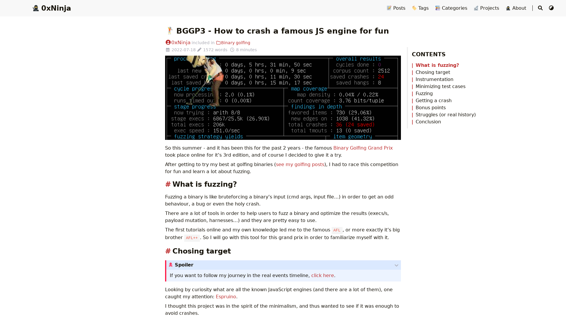 🏌️ BGGP3 - How to crash a famous JS engine for fun - 0xNinja - My blog