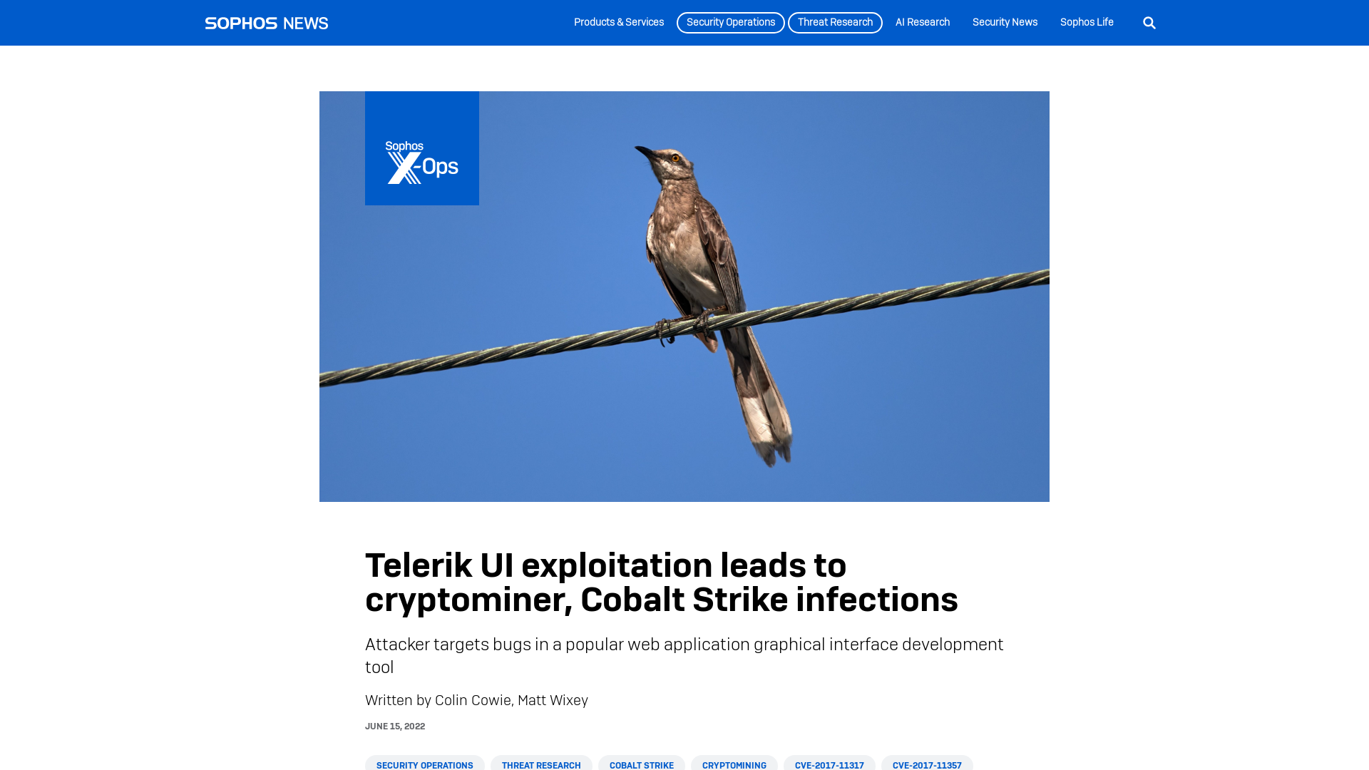 Telerik UI exploitation leads to cryptominer, Cobalt Strike infections – Sophos News
