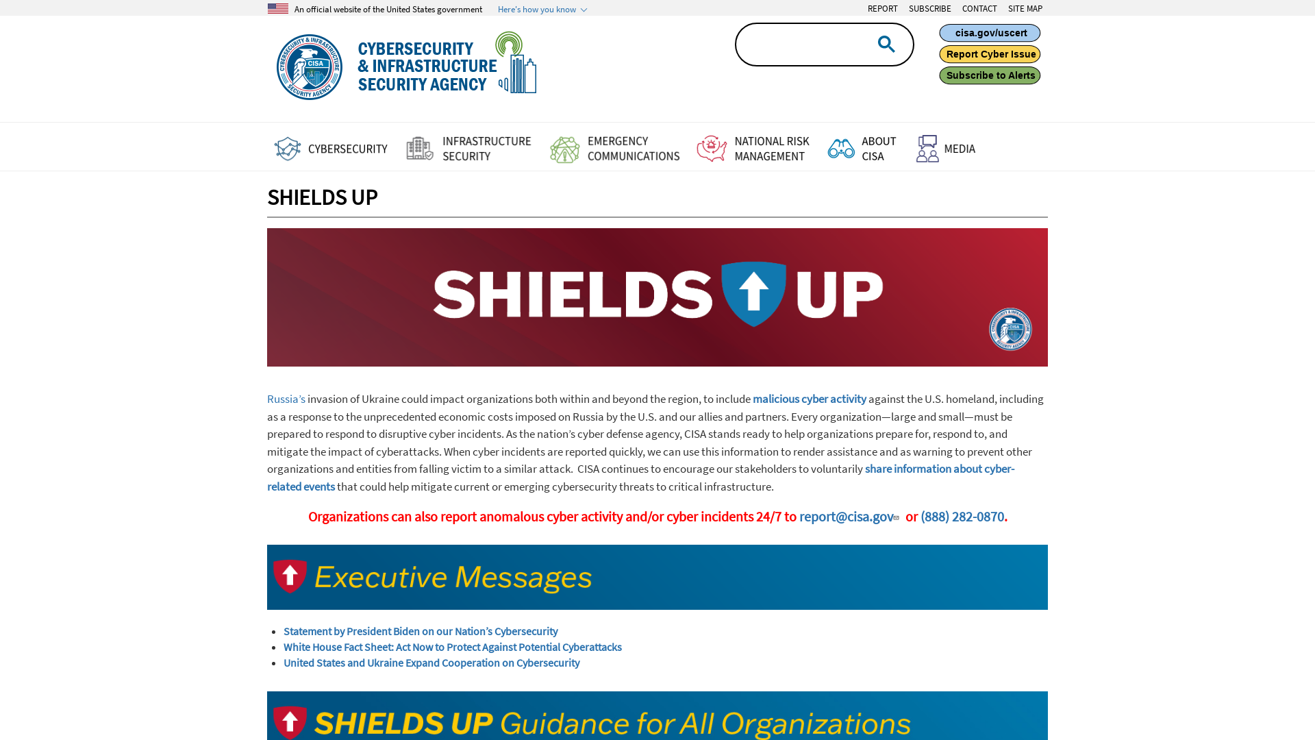 Shields Up | CISA