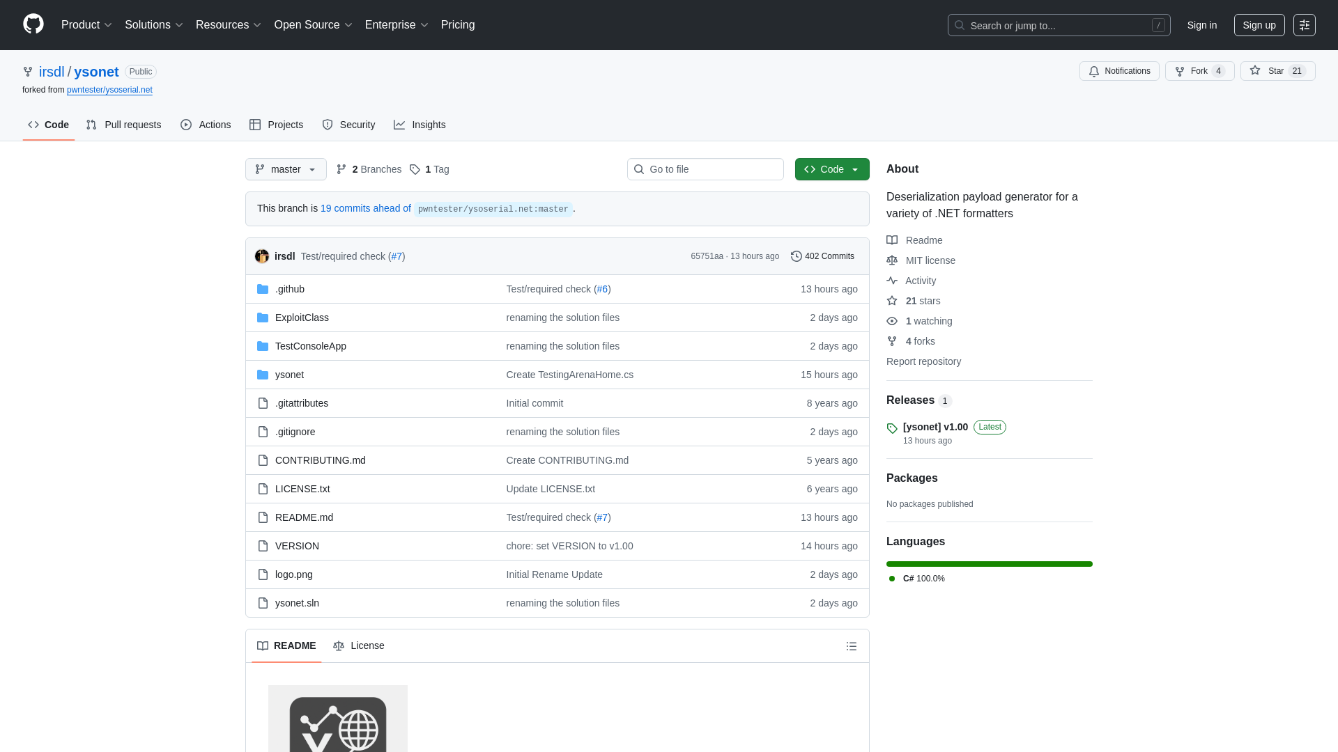 GitHub - irsdl/ysonet: Deserialization payload generator for a variety of .NET formatters