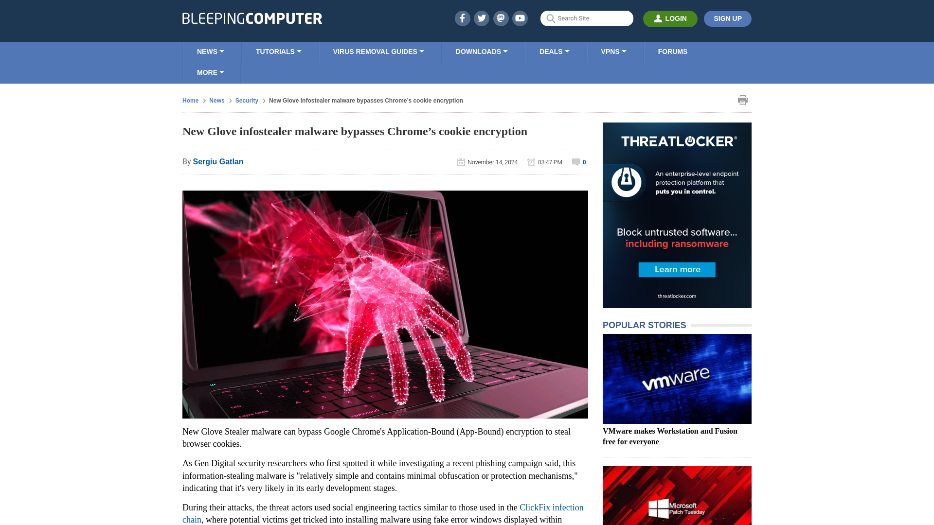 New Glove infostealer malware bypasses Chrome’s cookie encryption