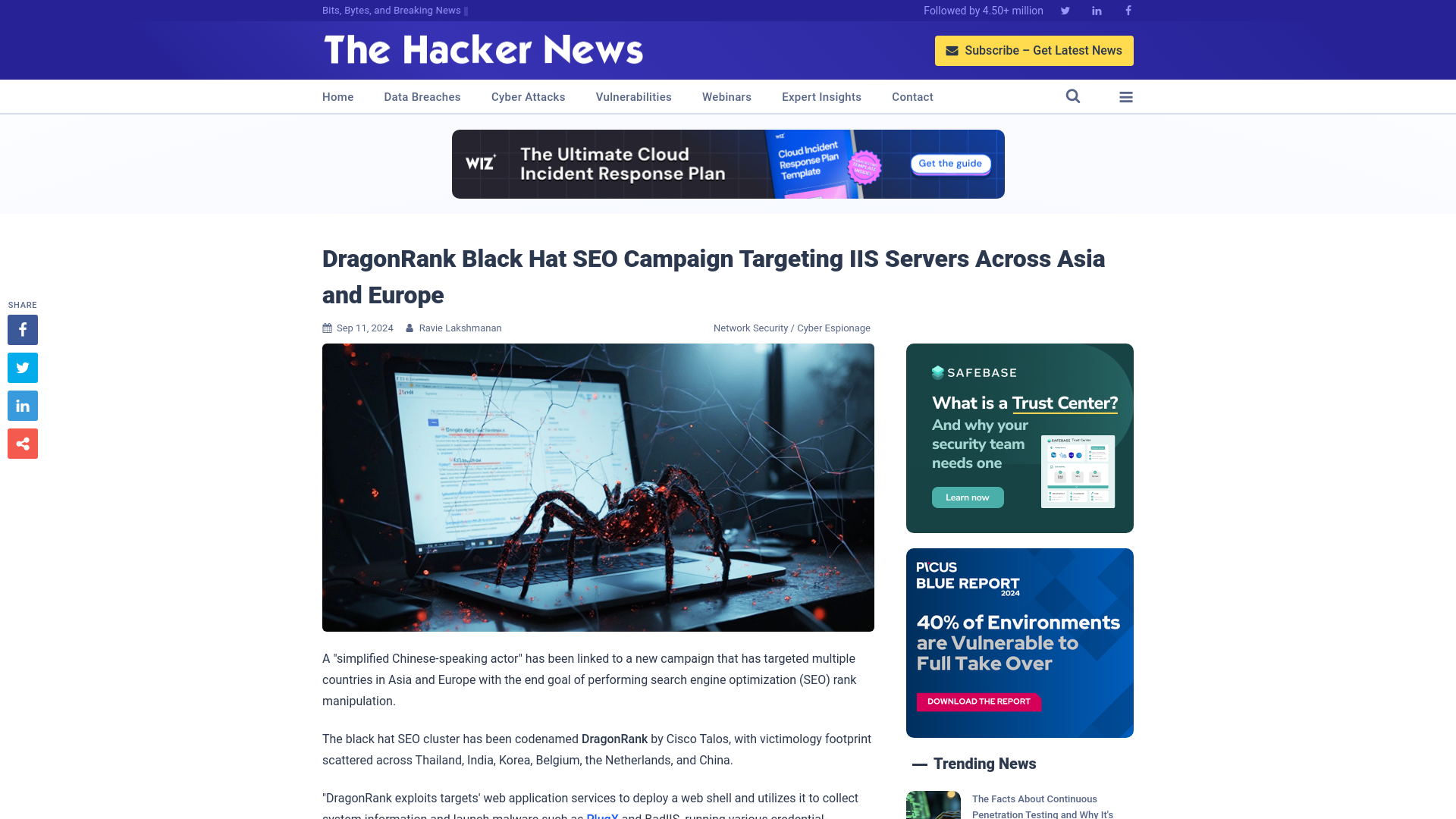 DragonRank Black Hat SEO Campaign Targeting IIS Servers Across Asia and Europe