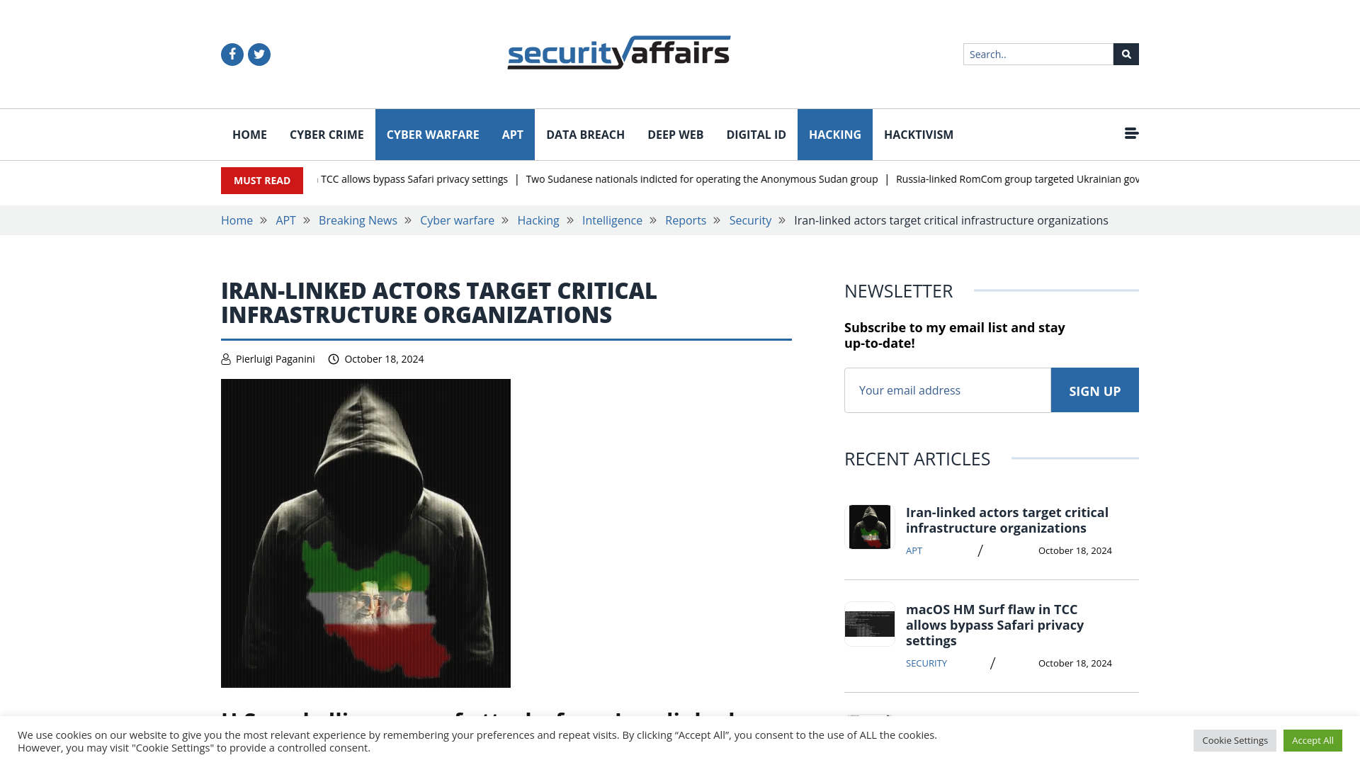 Iran-linked actors target critical infrastructure organizations